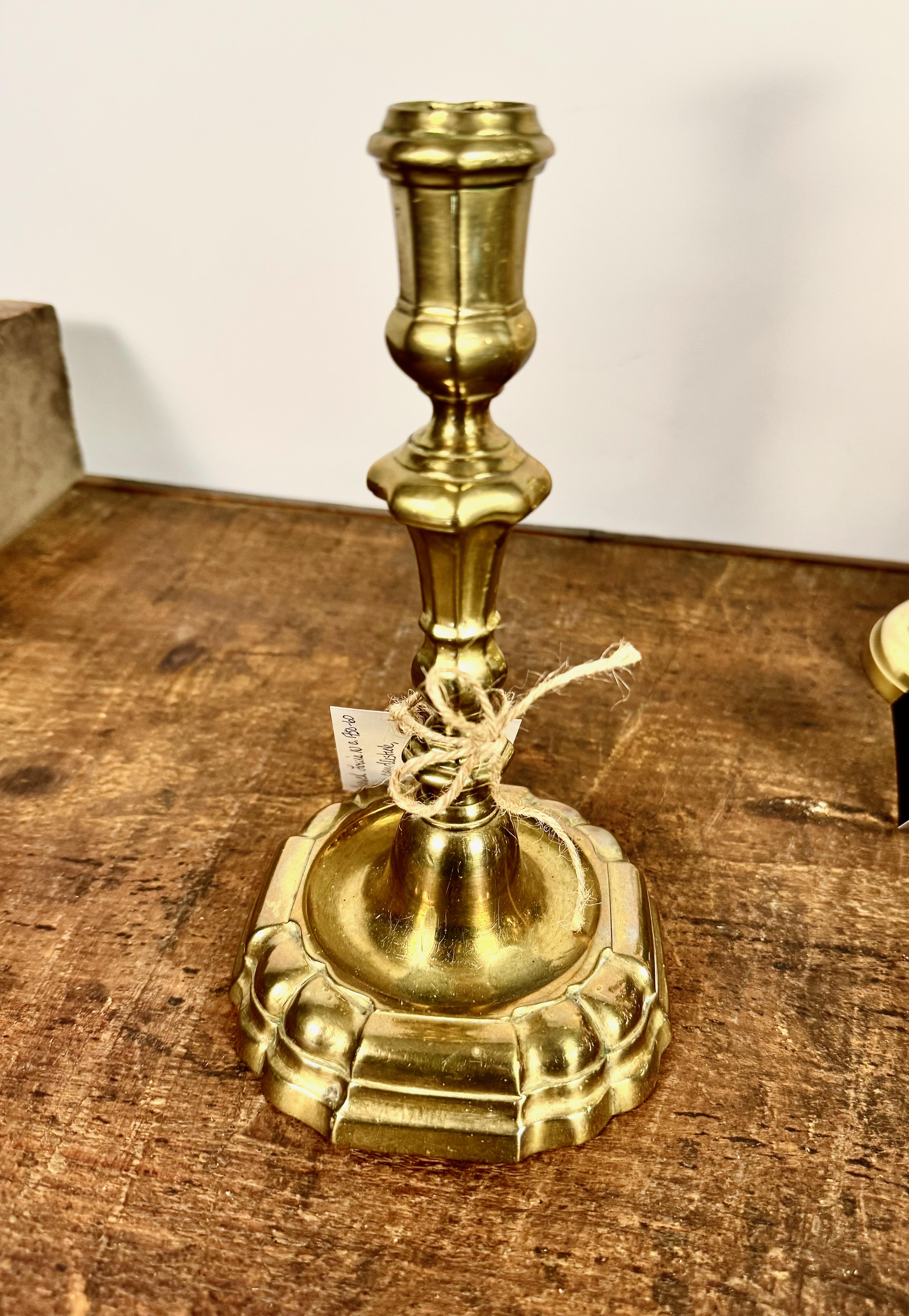 18th Century French Baroque Brass Candlestick In Good Condition For Sale In Pasadena, CA