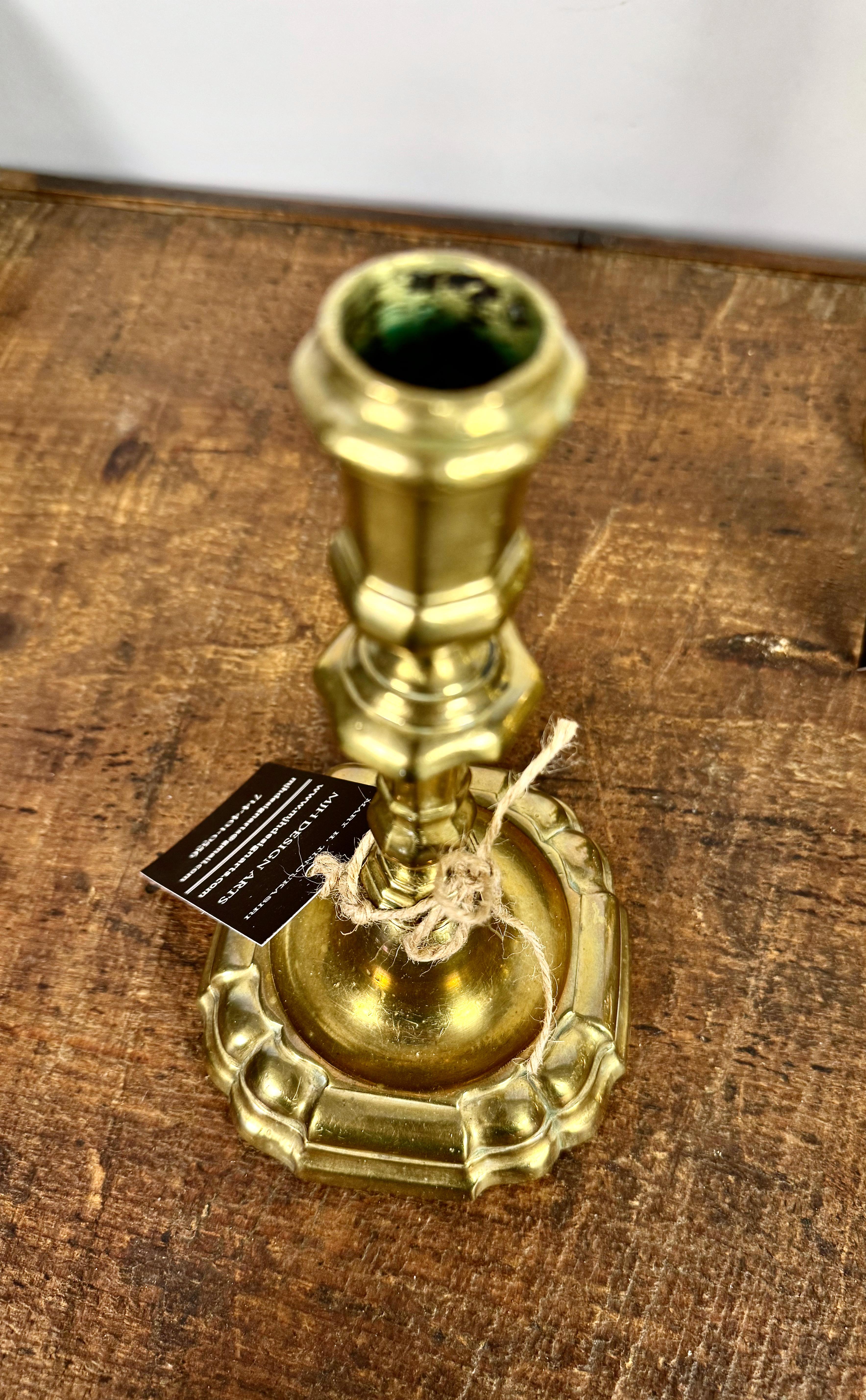 18th Century French Baroque Brass Candlestick For Sale 1