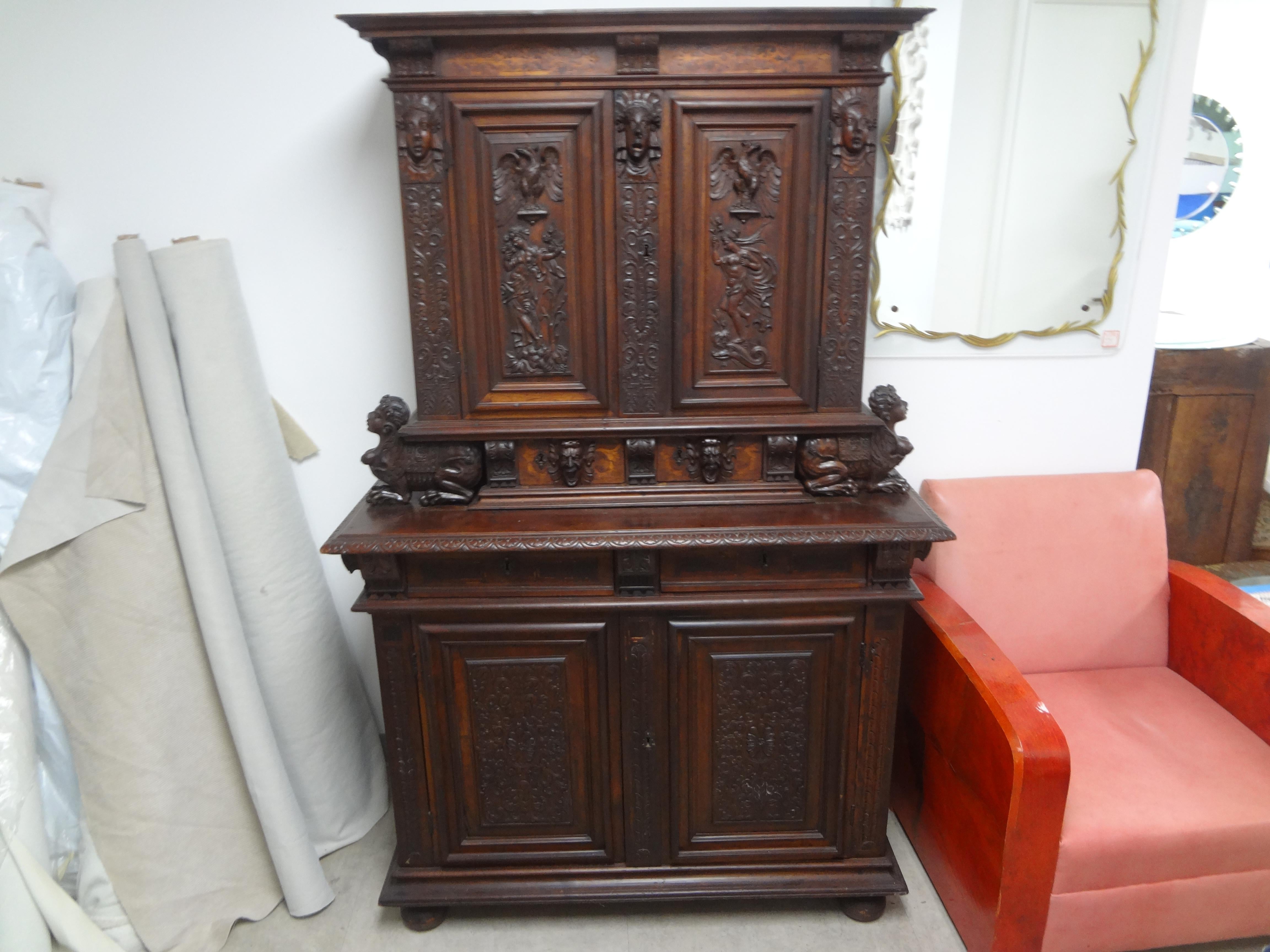 18th Century French Baroque Cabinet Or Deux Corp For Sale 8