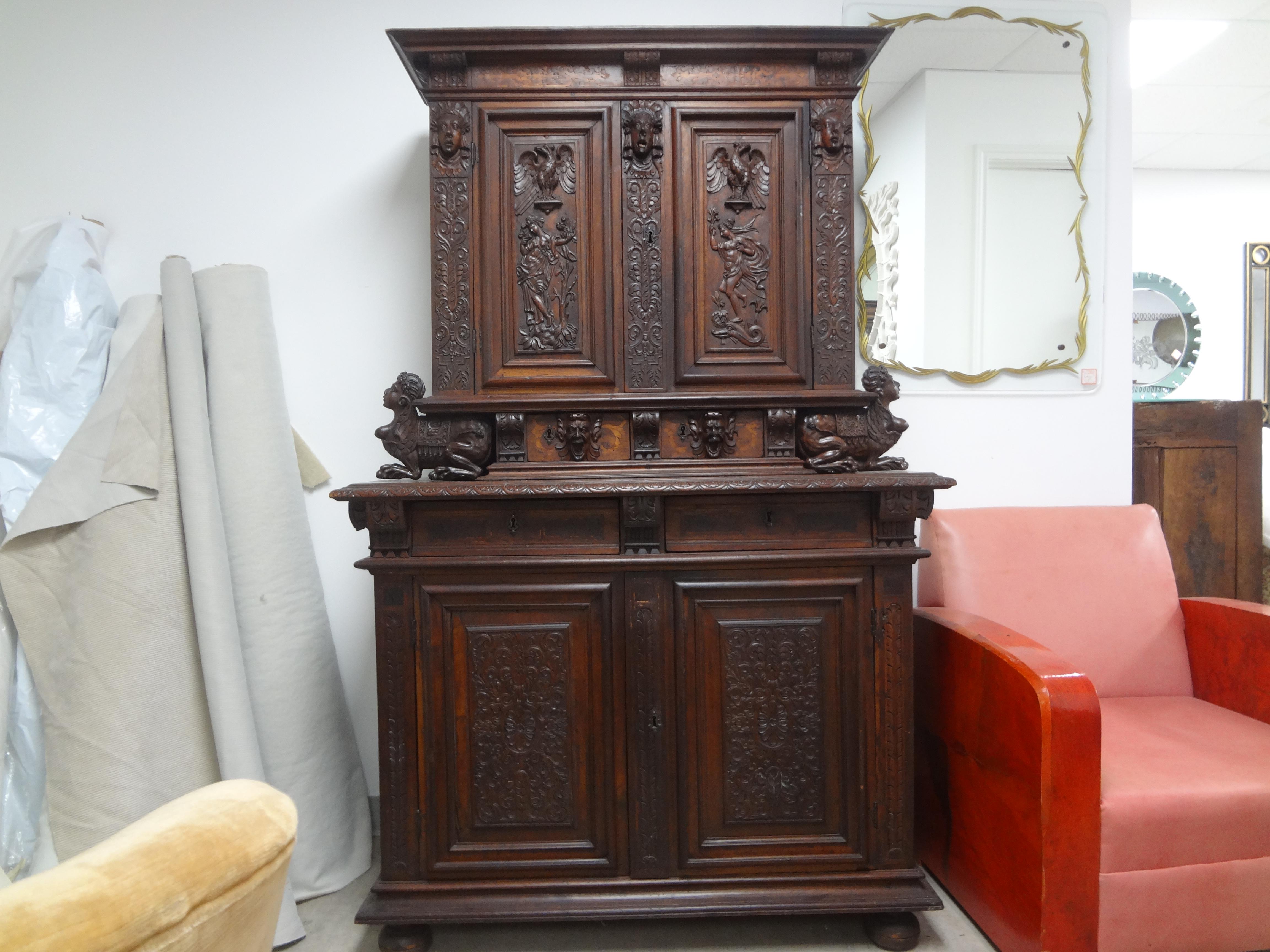 18th Century French Baroque Cabinet Or Deux Corp For Sale 9