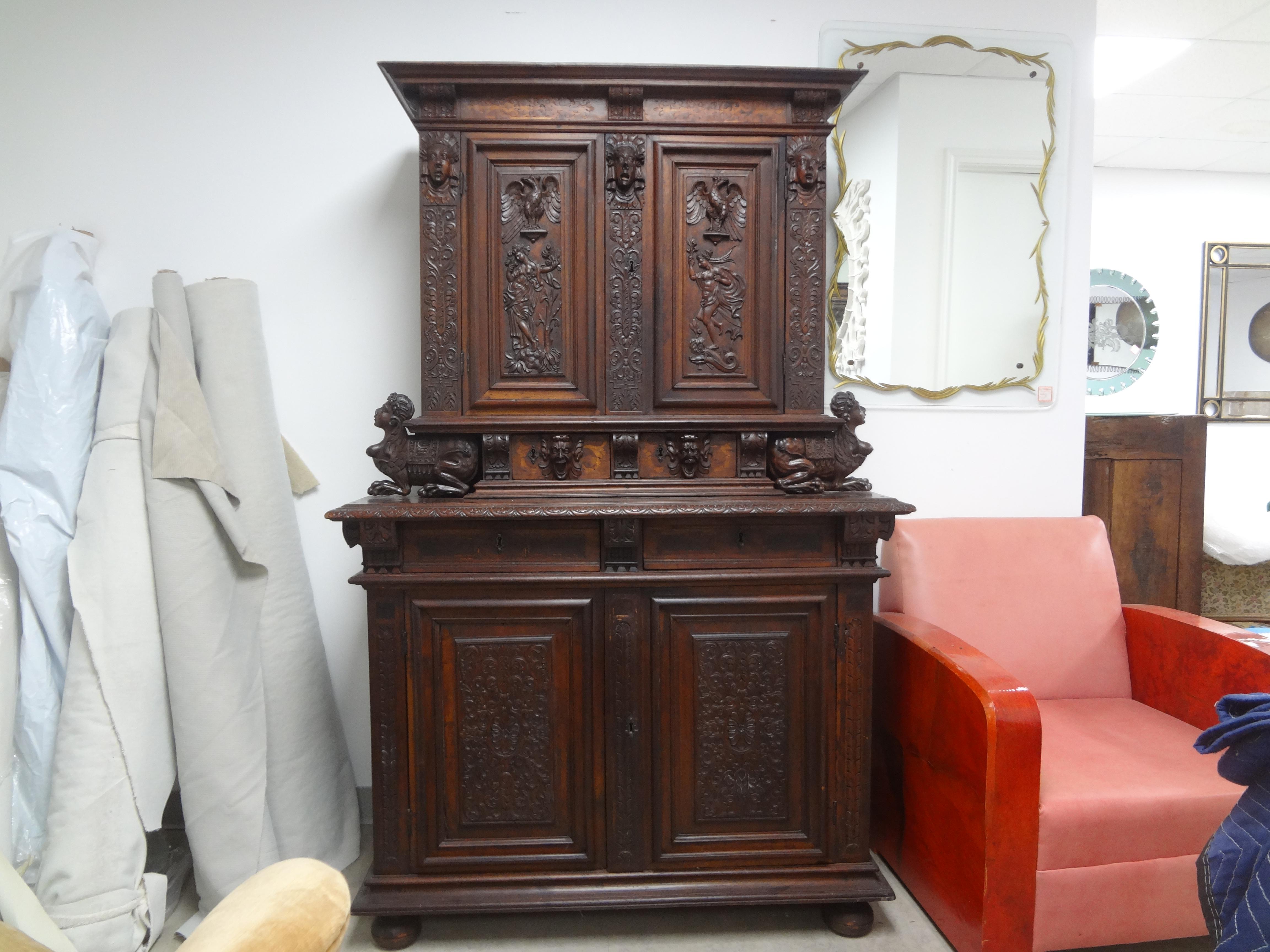 18th Century French Baroque Cabinet Or Deux Corp In Good Condition For Sale In Houston, TX