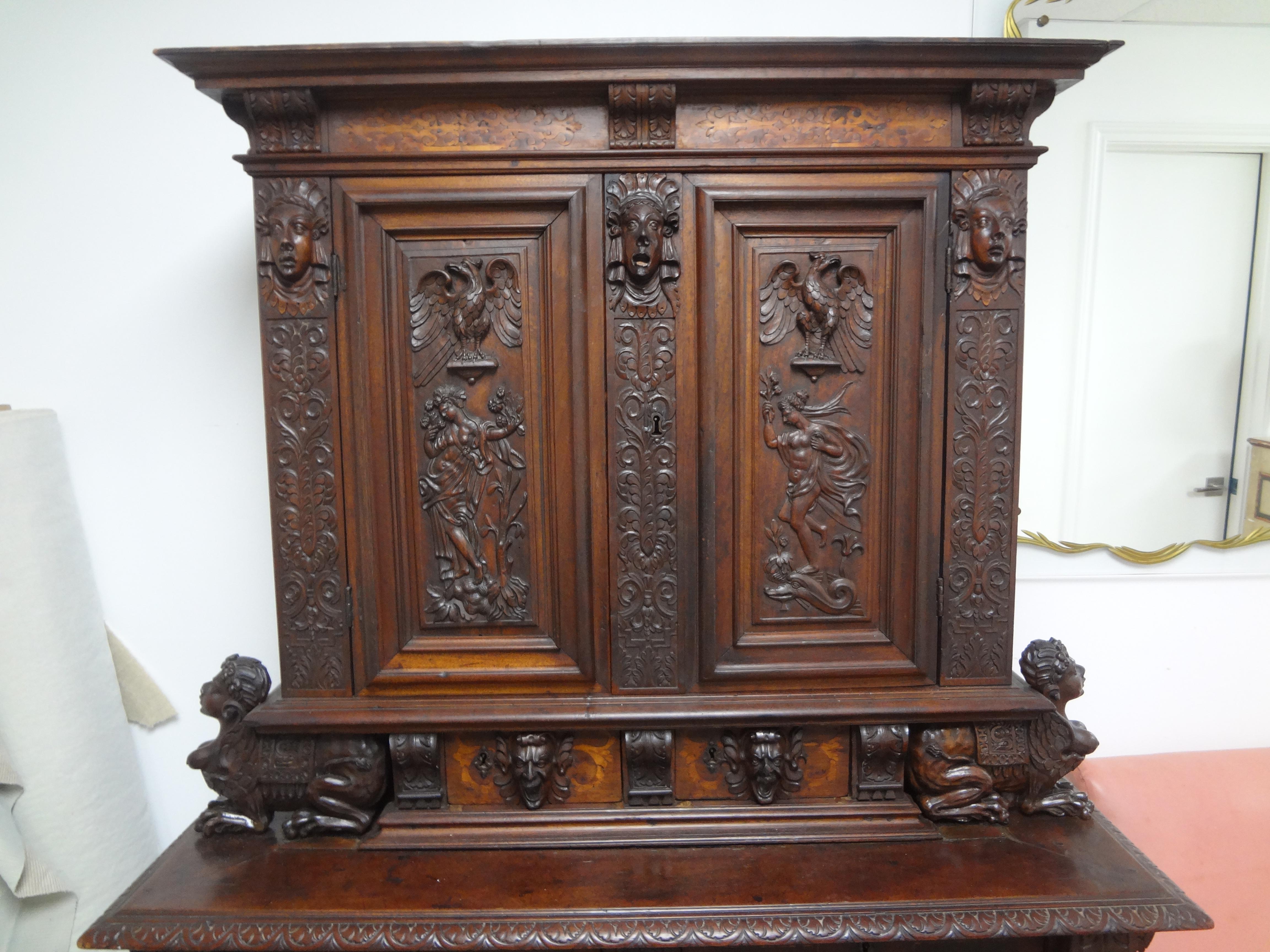 18th Century and Earlier 18th Century French Baroque Cabinet Or Deux Corp For Sale