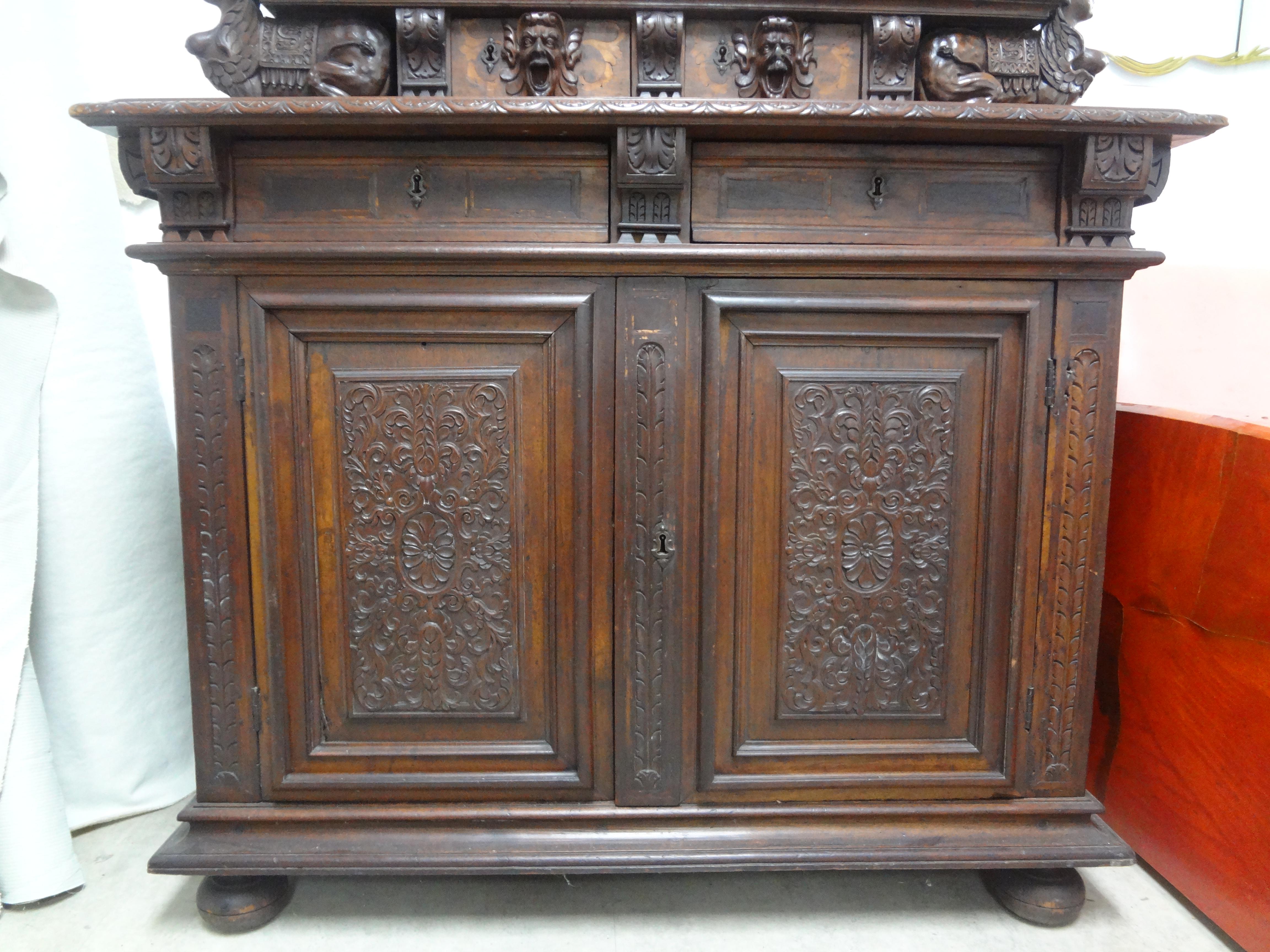 Walnut 18th Century French Baroque Cabinet Or Deux Corp For Sale