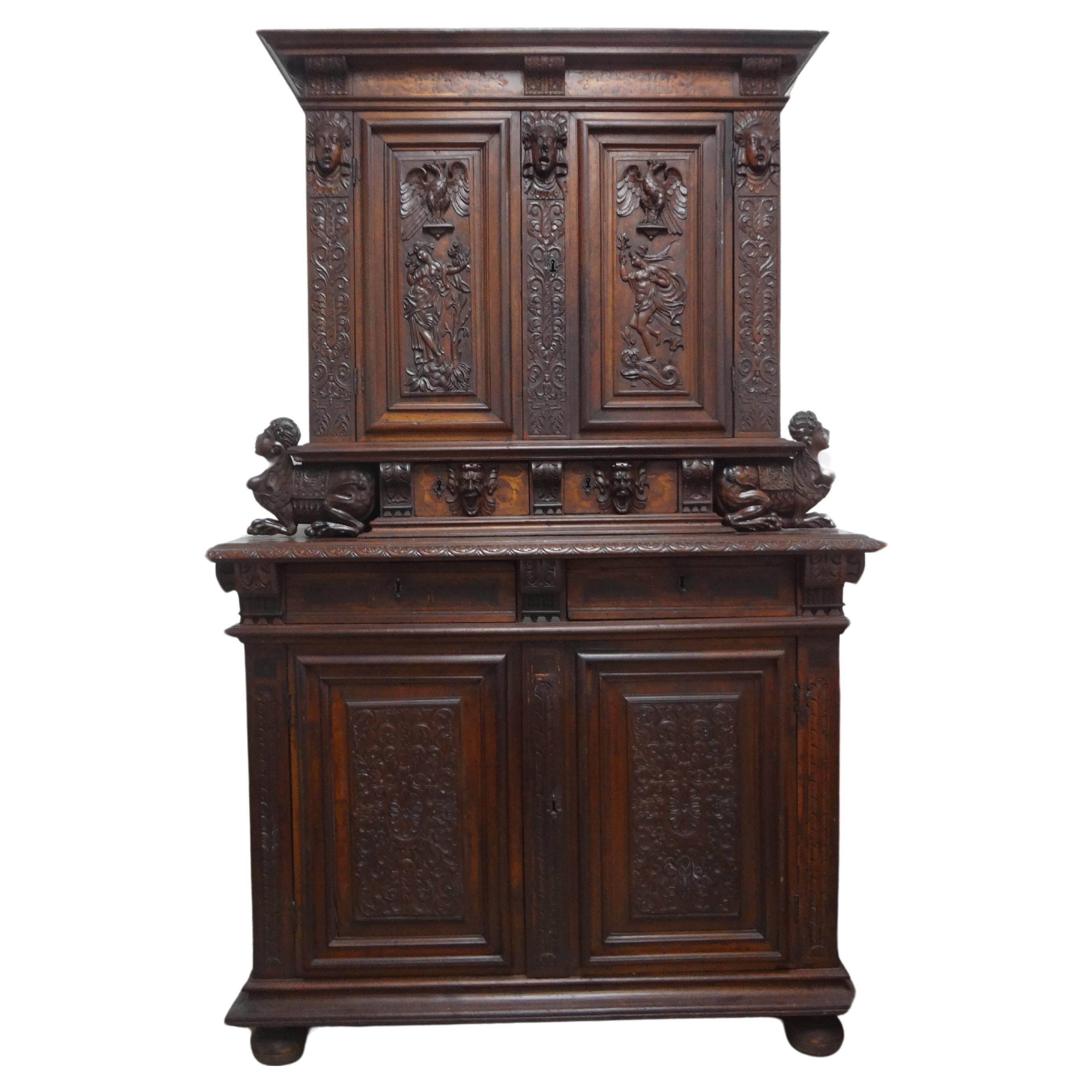 18th Century French Baroque Cabinet Or Deux Corp For Sale