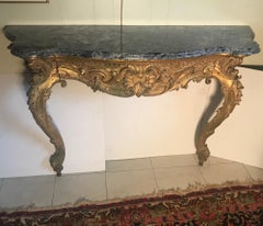 18th Century French Baroque Carved Giltwood and Marble Console, circa 1790