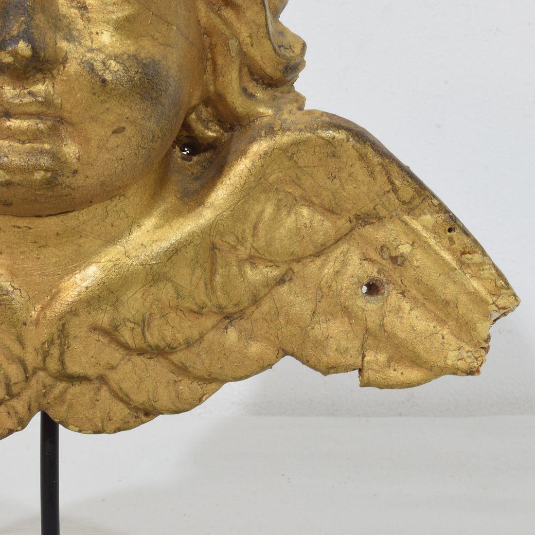 Tête d'ange en bois doré sculpté du XVIIIe siècle, de style baroque français en vente 7