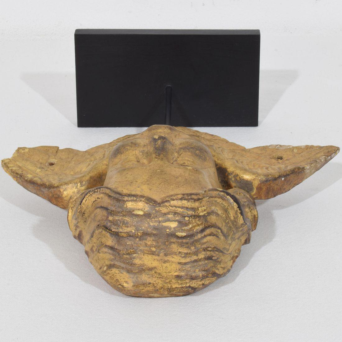 Tête d'ange en bois doré sculpté du XVIIIe siècle, de style baroque français en vente 9