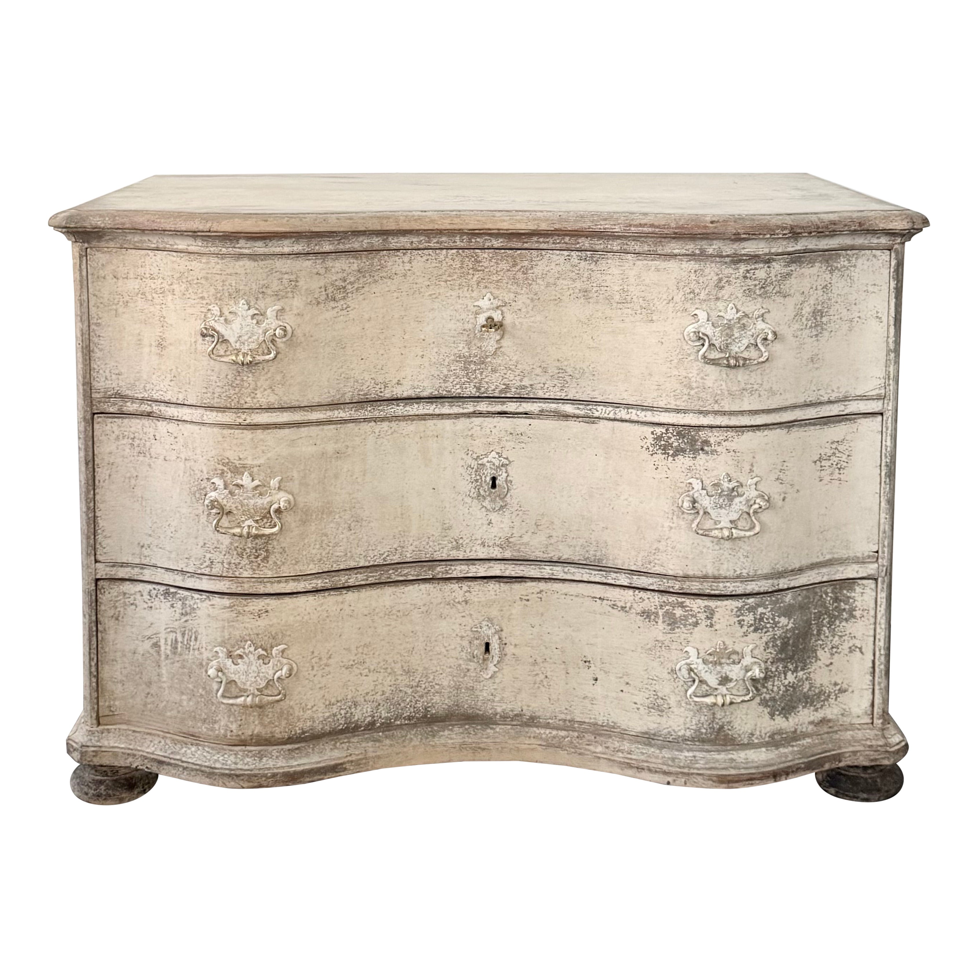 18th Century French Baroque Chest of Drawers, Painted For Sale