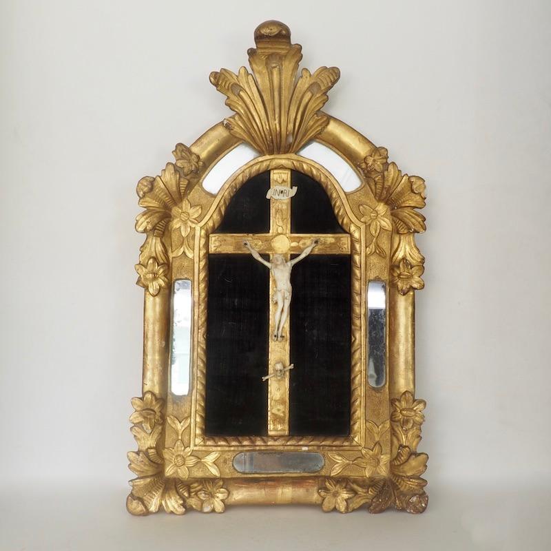 18th Century French Baroque Crucifix Cushion Mirror For Sale 8