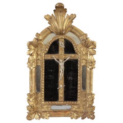 18th Century French Baroque Crucifix Cushion Mirror