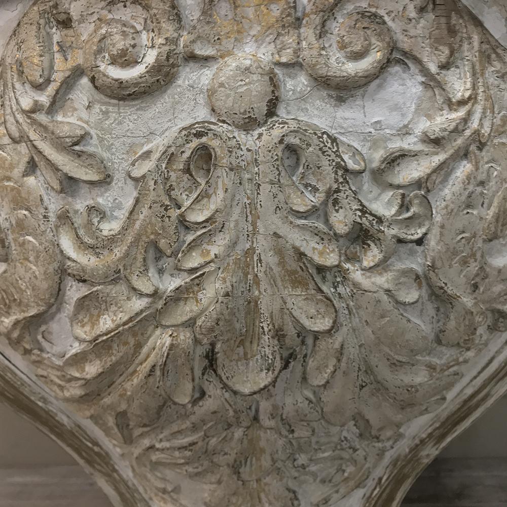 18th Century French Baroque Marble Top Painted Console, Pedestal In Good Condition For Sale In Dallas, TX