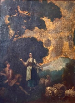 18th Century French Baroque Old Master Painting Oil on Leather