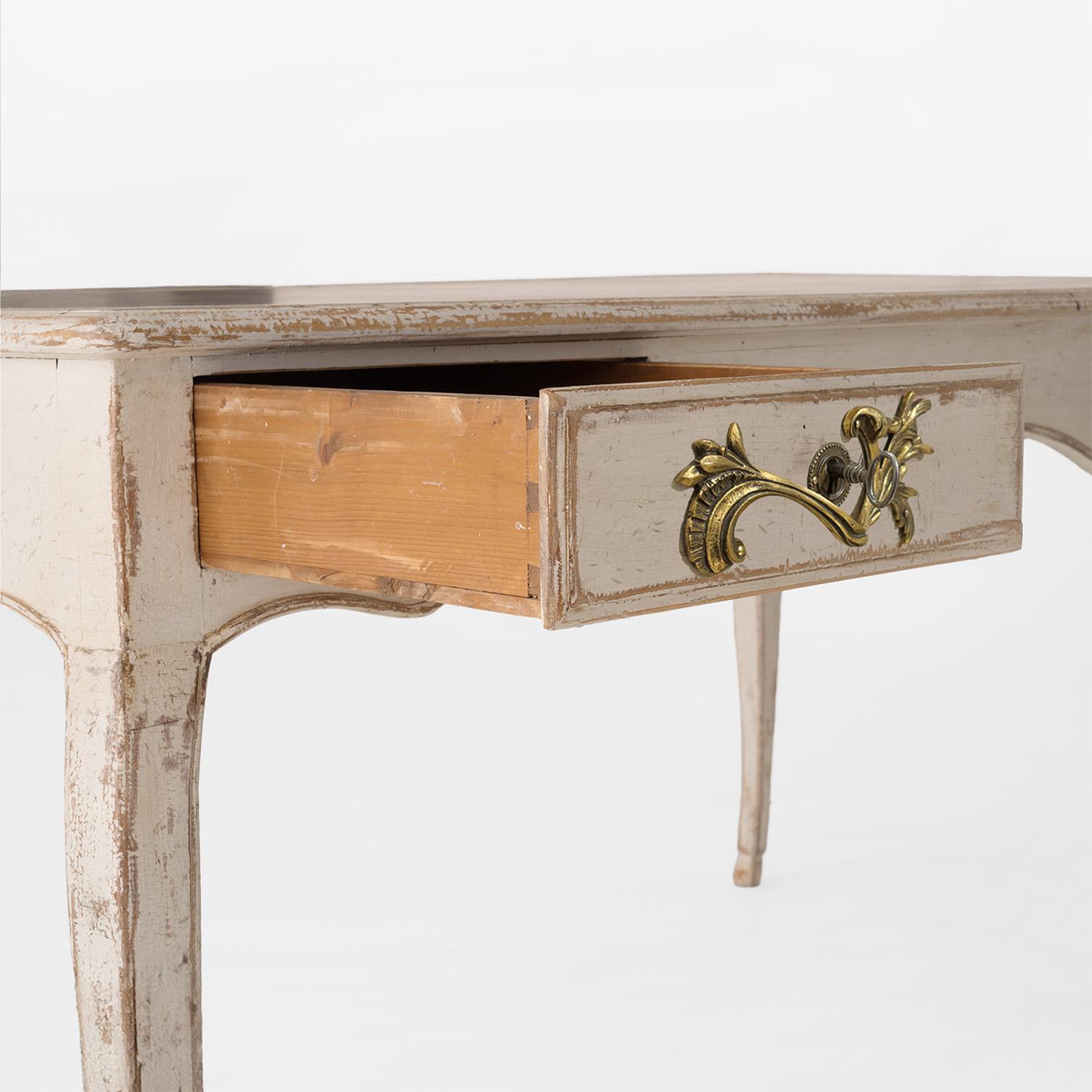 Französischer Barock-Schreibtisch aus Kiefernholz aus dem 18. Jahrhundert – antikes Leder für Bürotisch im Angebot 6