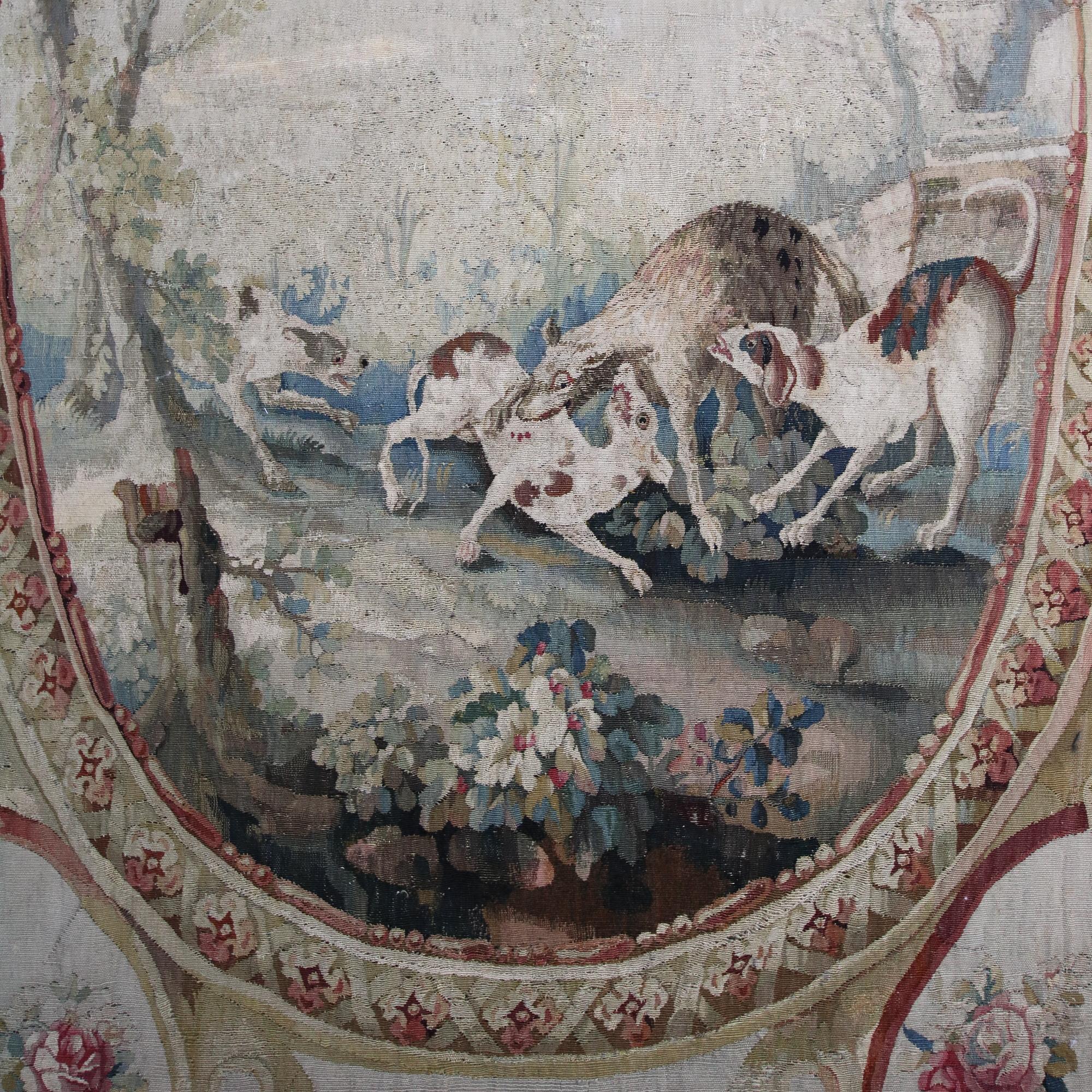 18th Century French Beauvais Louis XVI Neoclassical Hunting Tapestry After Oudry 3