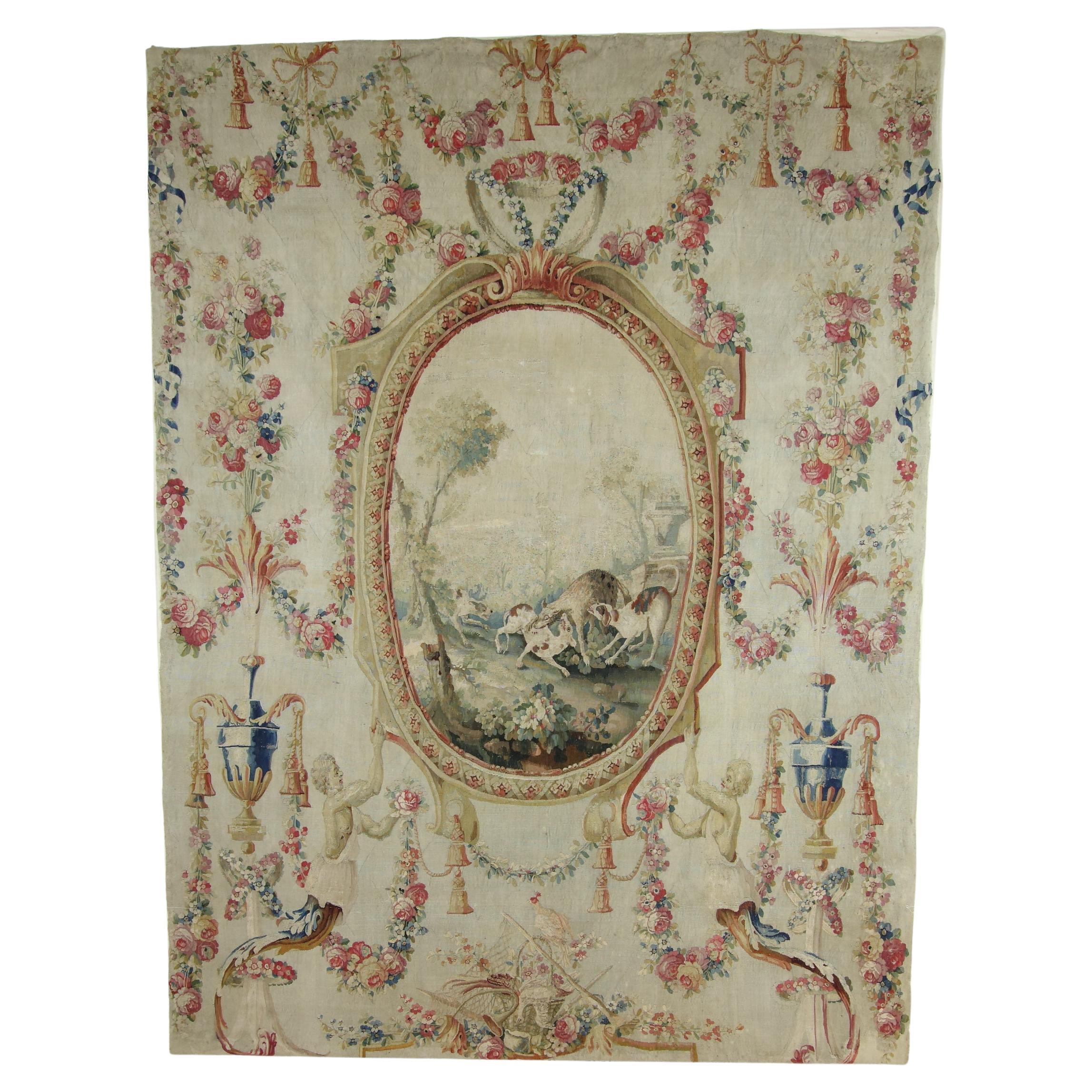 18th Century French Beauvais Louis XVI Neoclassical Hunting Tapestry After Oudry