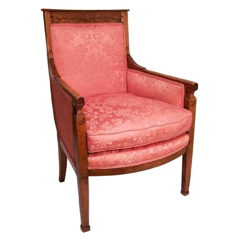 French Neoclassical Style Walnut Bergère Chair, 18th Century