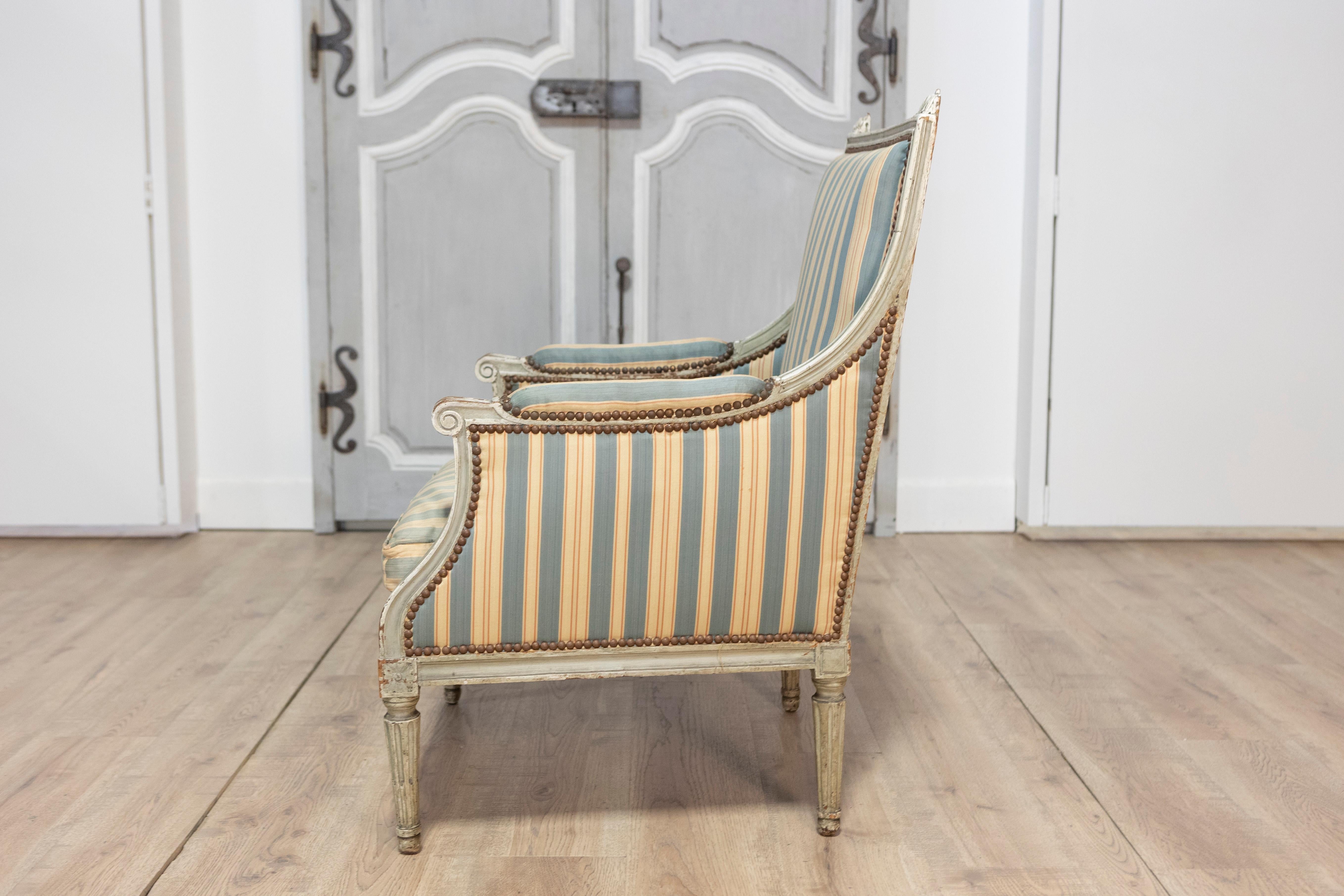 18th Century and Earlier 18th Century French Bergere Circa 1790 For Sale