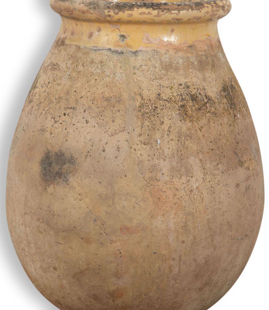 18th Century traditional Biot pot.
The village of Biot (on the Côte d’Azur near Antibes) was famous for the quality of its pots which were mainly used for storing olives. 
Comes with glazing to the internal rim to deter insects from crawling in. 
A