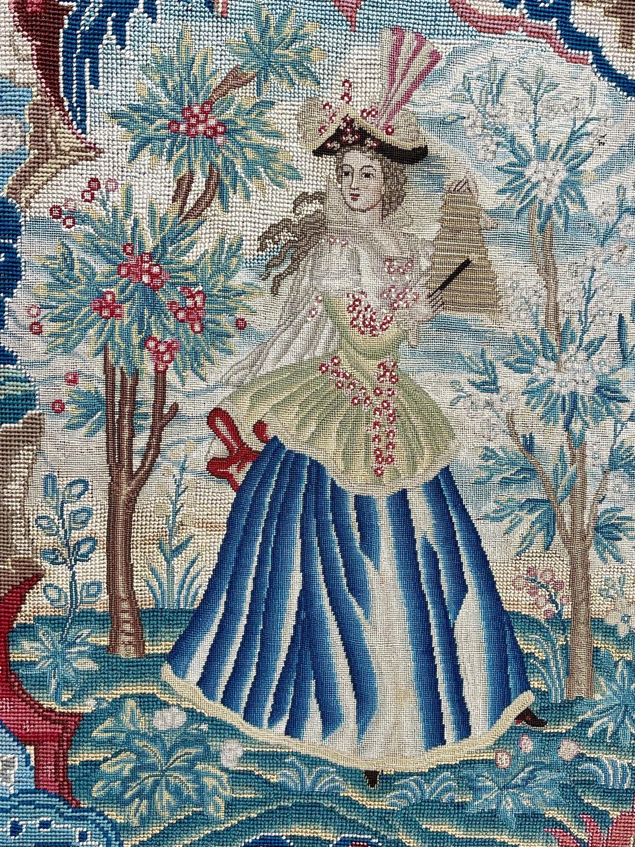 Panel de Punto de Aguja Bizarro Francés del Siglo XVIII Belle Époque en venta