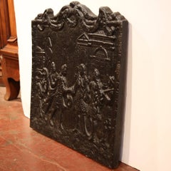 18th Century French Louis XIV Style Cast Iron Fireback with Court Scene