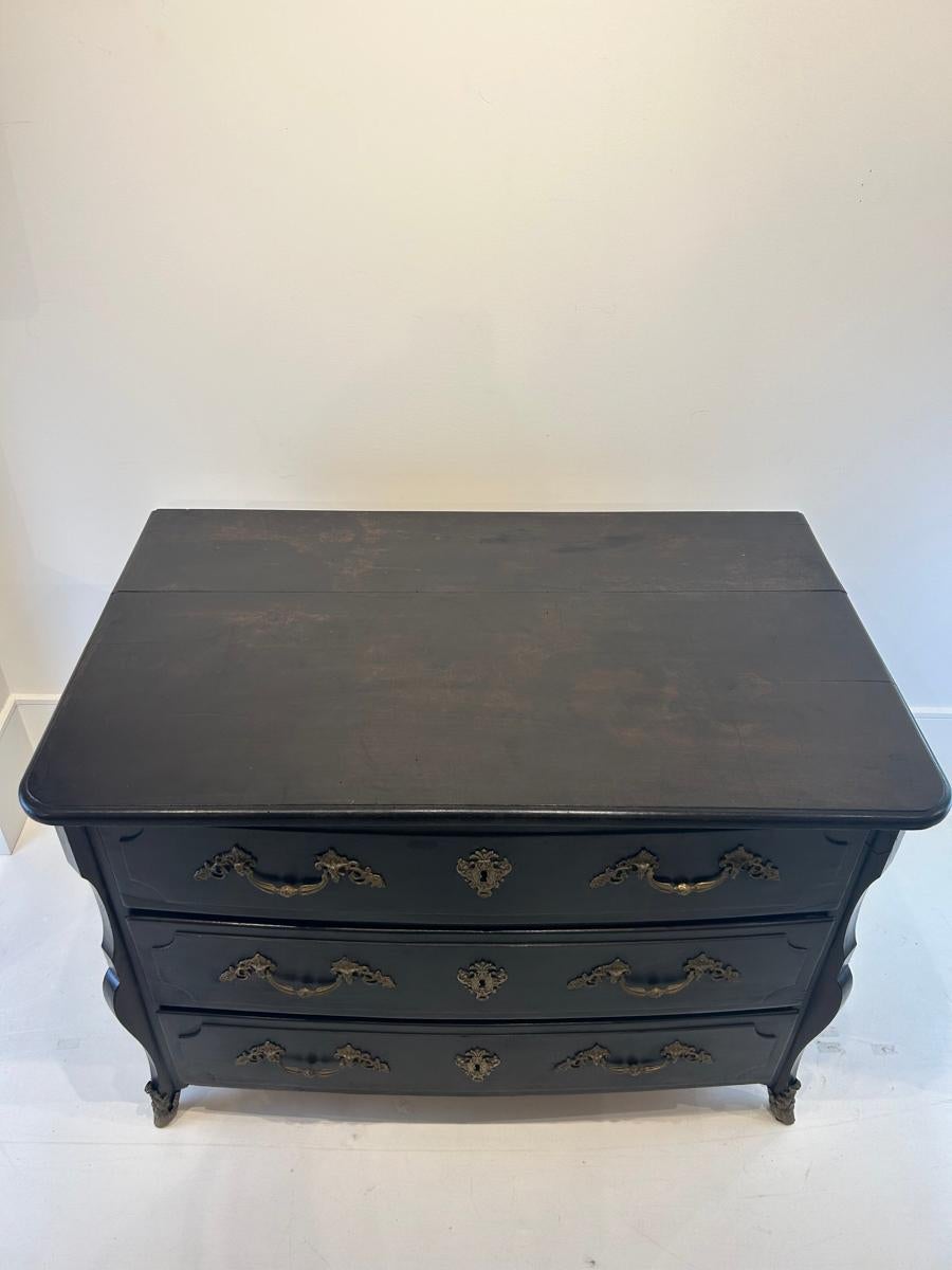 18th Century French Black Regence Chest 2