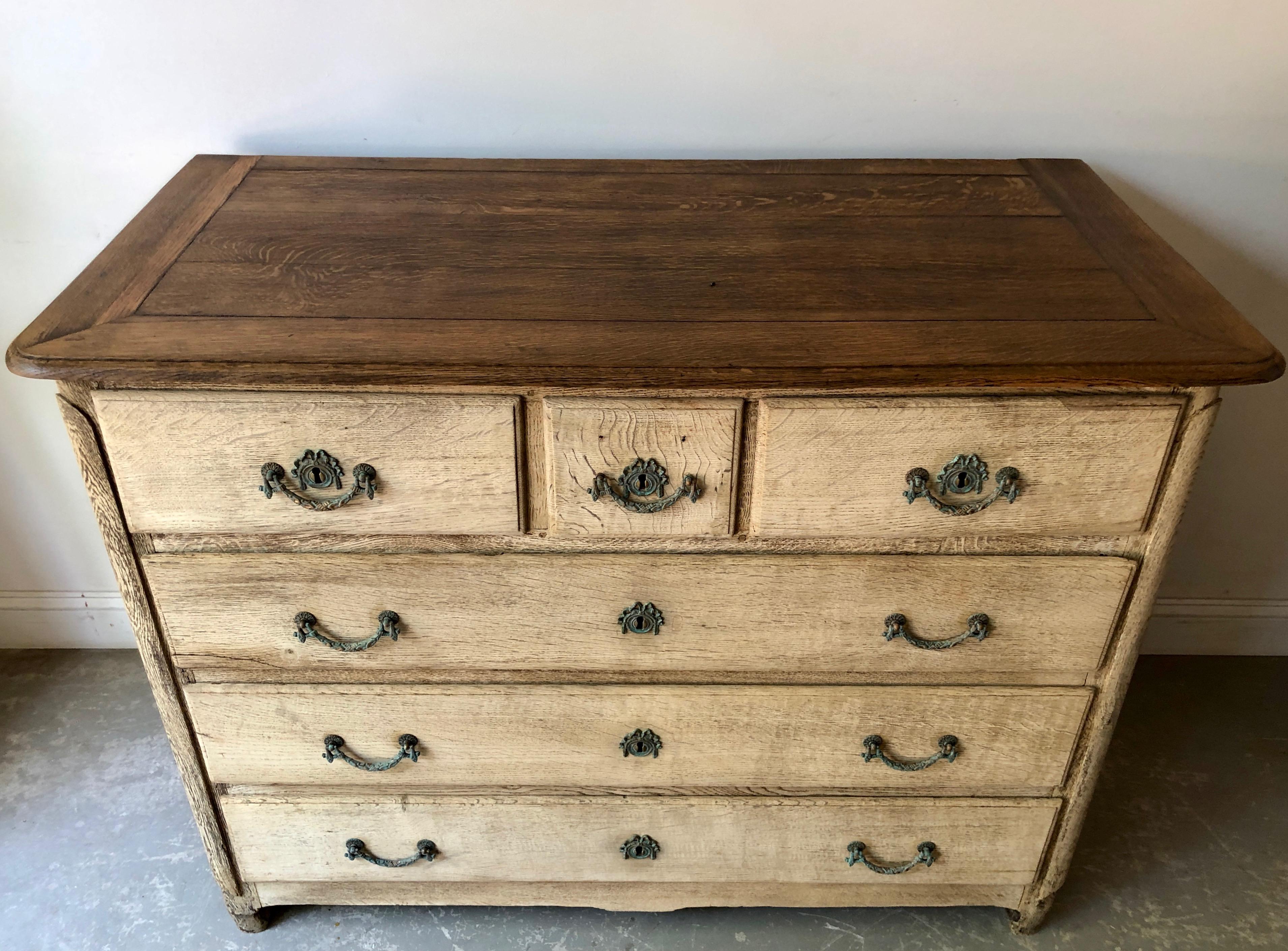 18th Century and Earlier 18th Century French Bleached Chest of Drawers