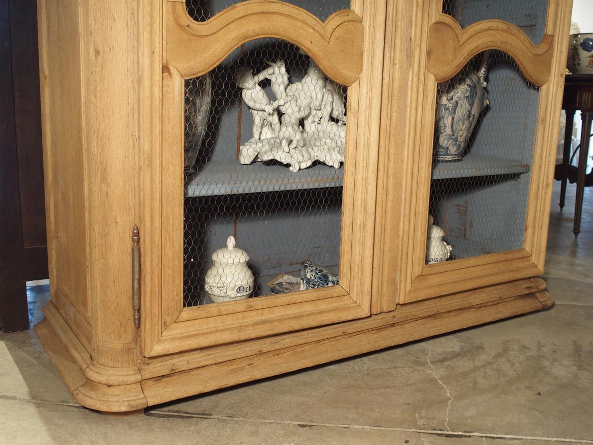 18th Century French Bleached Oak Bibliotheque with Chicken Wire Panels 14