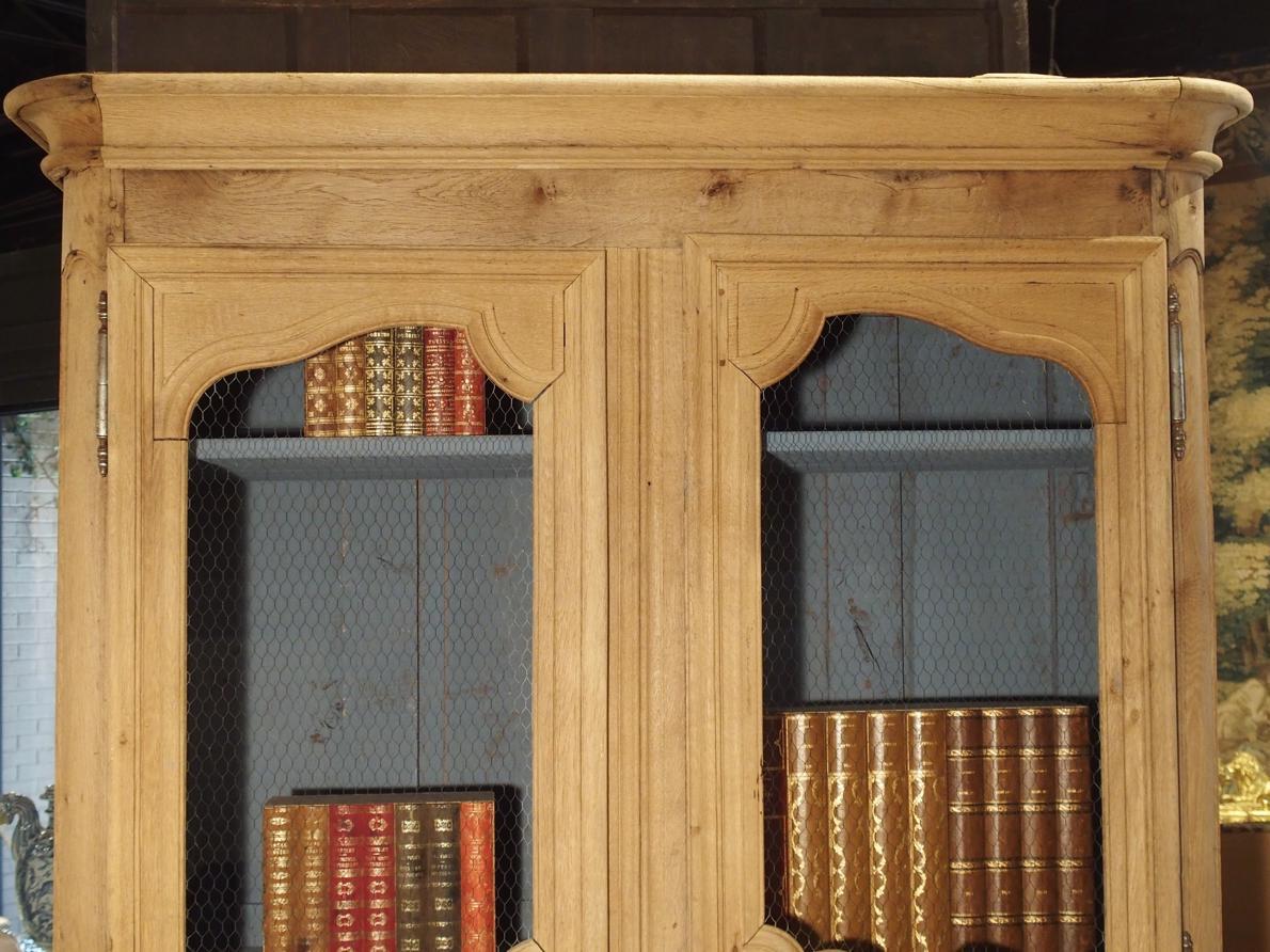 18th Century French Bleached Oak Bibliotheque with Chicken Wire Panels 5