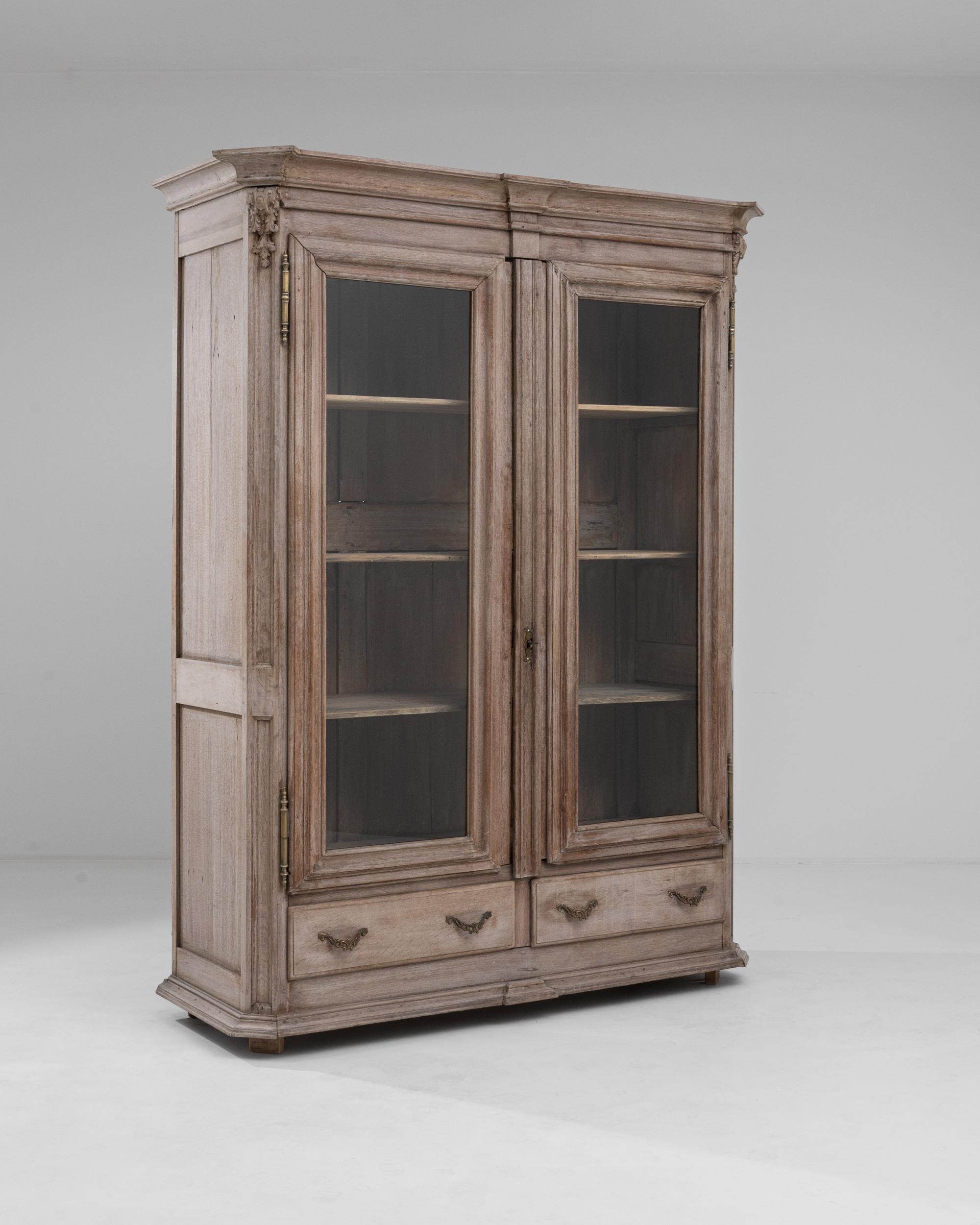 18th Century and Earlier 18th Century French Bleached Oak Vitrine