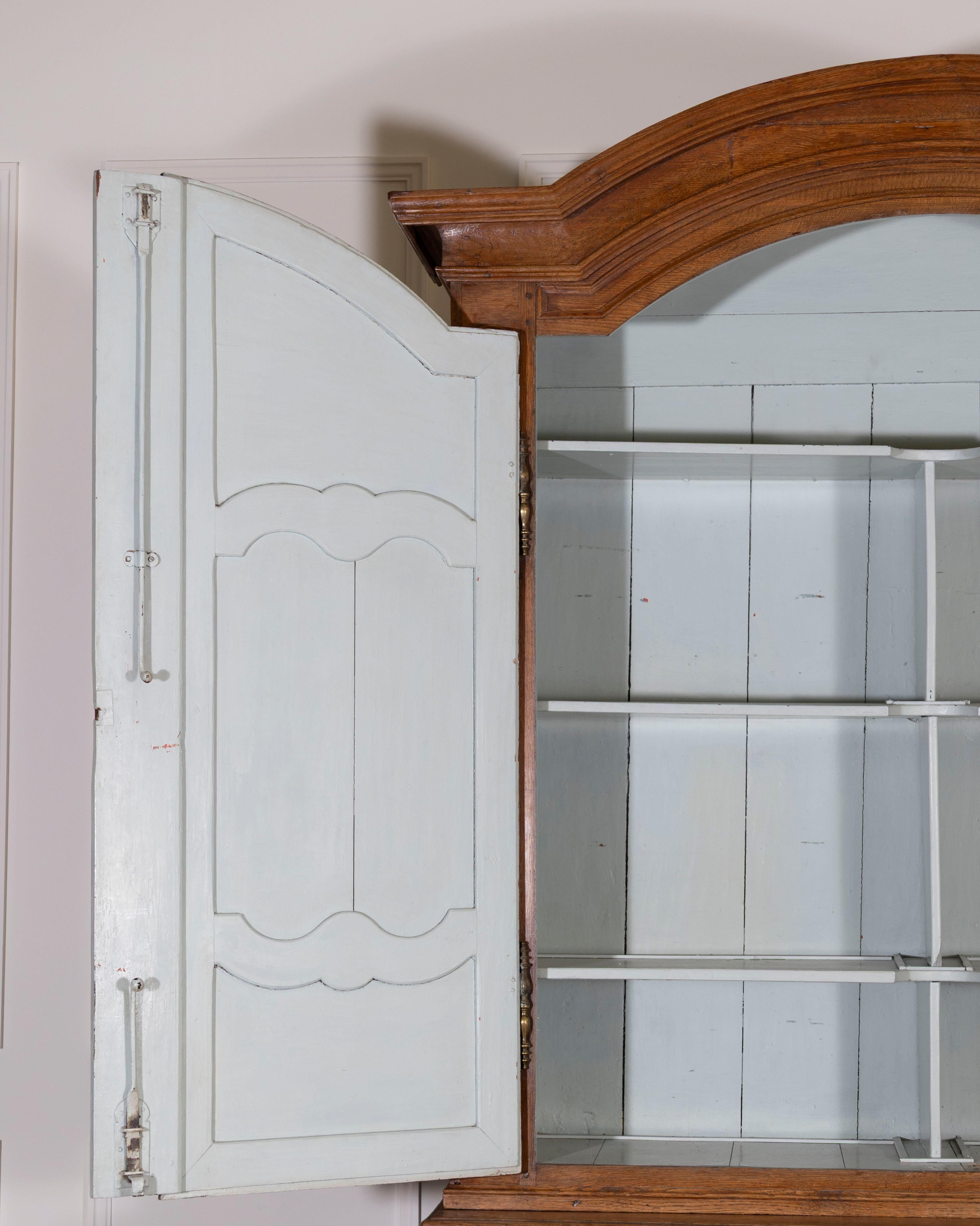 18th Century French Blond Oak Buffet Deux Corps with Molded Panels In Good Condition For Sale In Atlanta, GA
