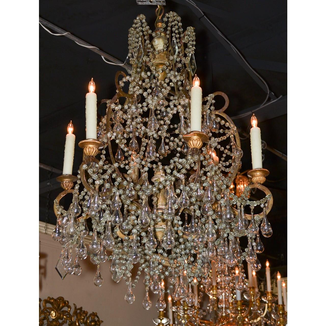 18th Century French Blown Glass and Crystal Chandelier 1