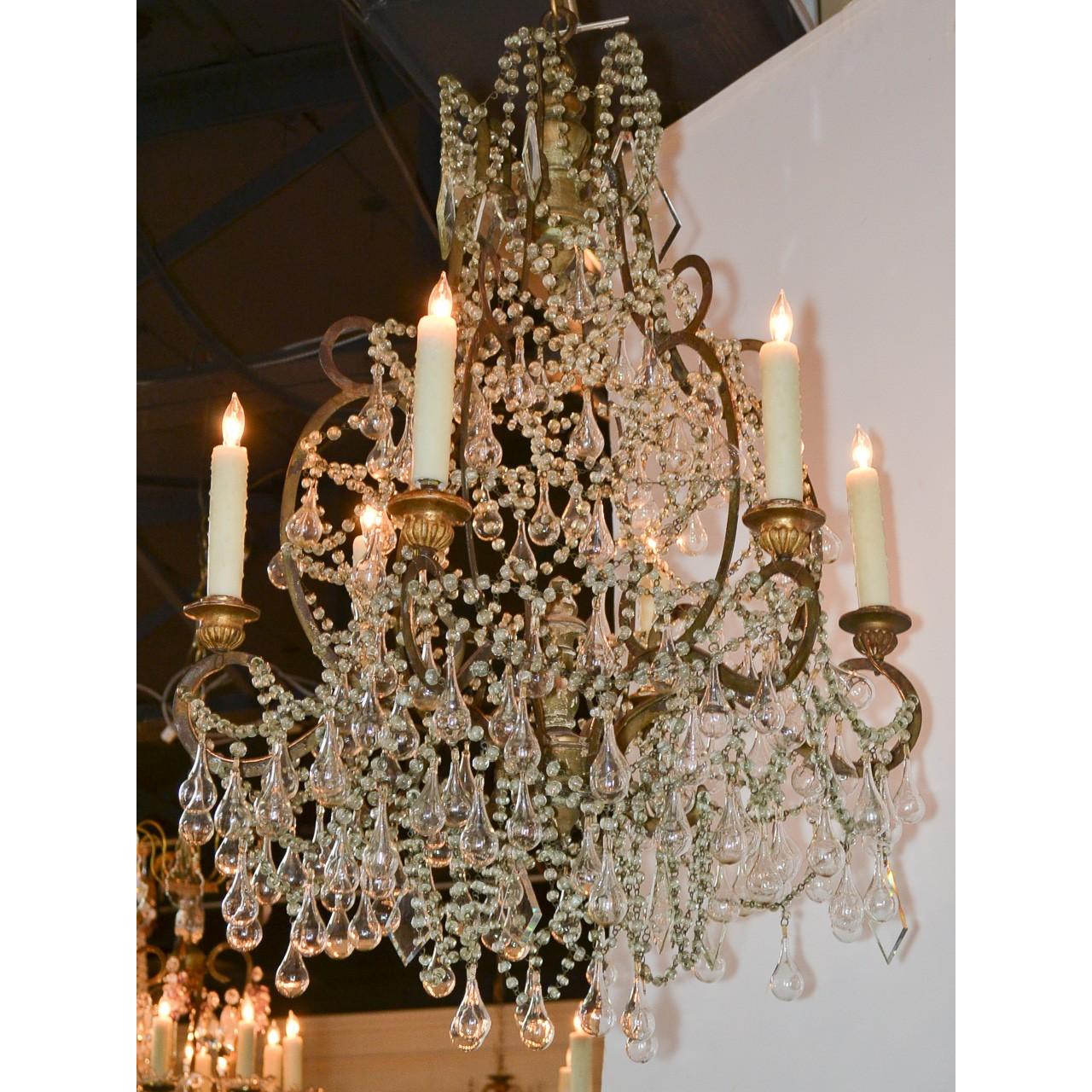 18th Century French Blown Glass and Crystal Chandelier 2
