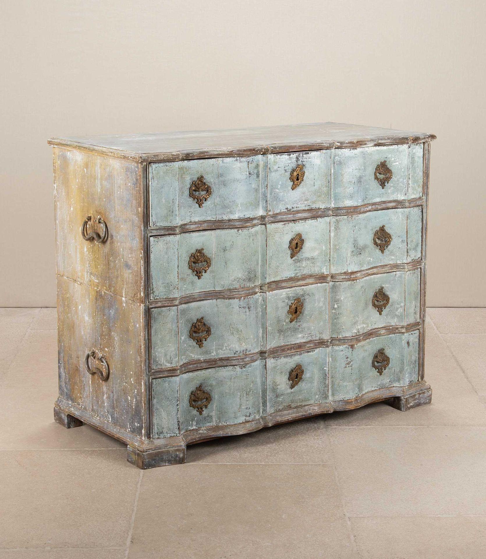 Barocco Commodo francese dipinto di blu del XVIII secolo in vendita