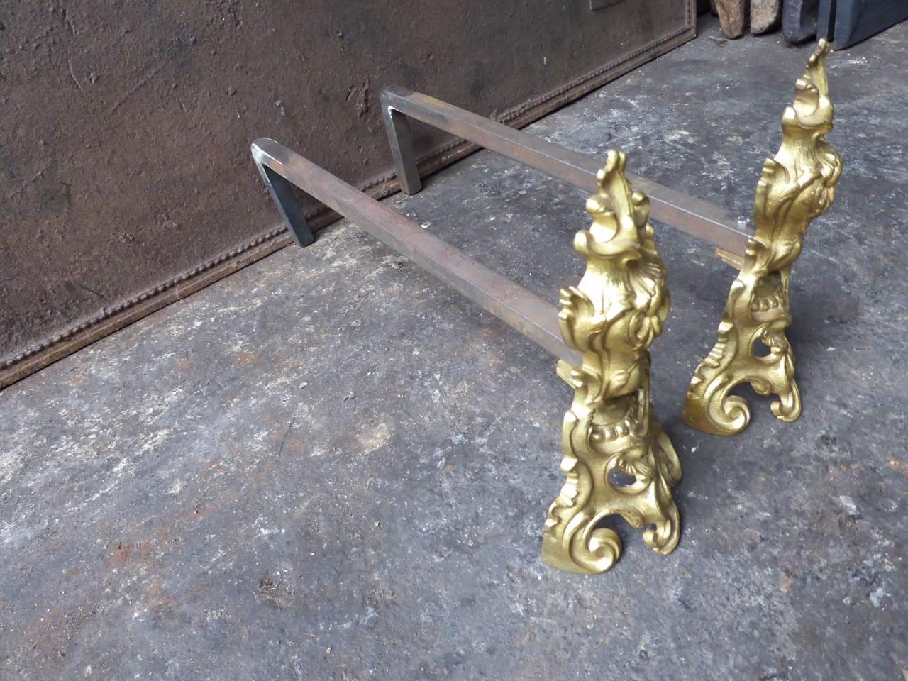 18th Century French Bouhon Frères Ormolu Andirons 1