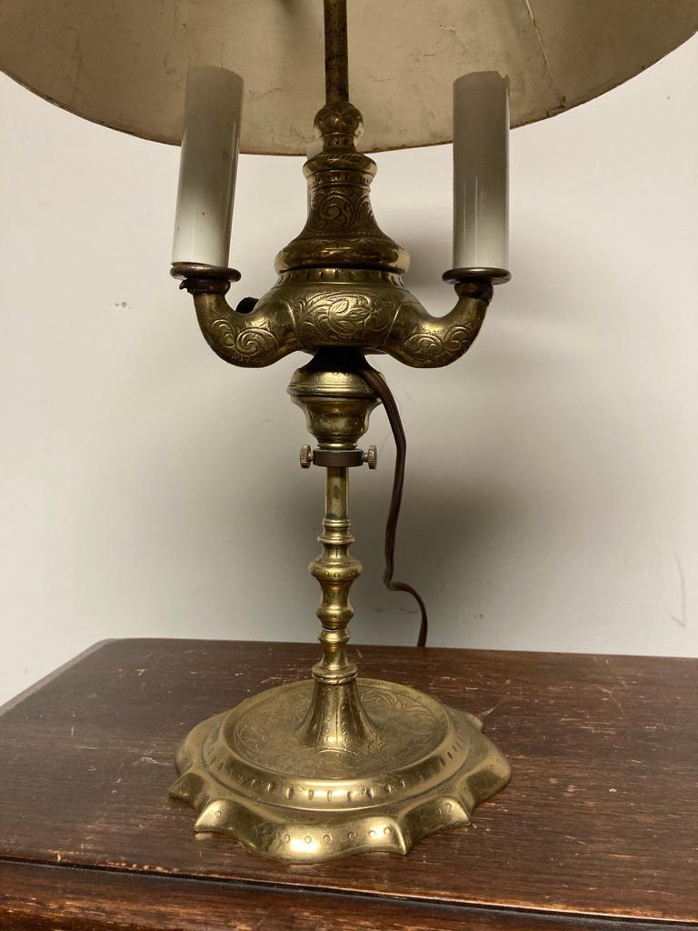 19th Century French Bouillotte Lamp with Green Tole Shade For Sale 6