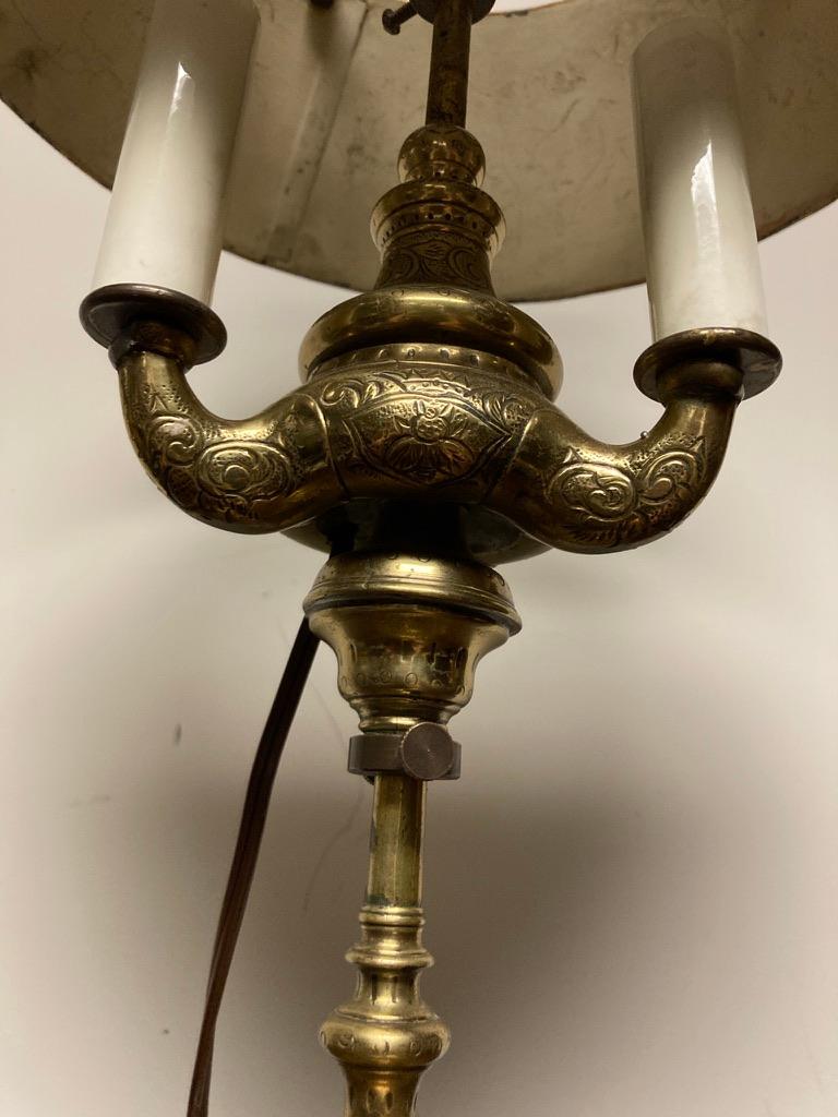 19th Century French Bouillotte Lamp with Green Tole Shade For Sale 8