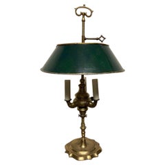 19th Century French Bouillotte Lamp with Green Tole Shade
