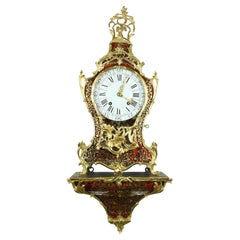 Antique 18th Century French Boulle Gilt Bronze Wall Console Clock, Signed "Gribelin"