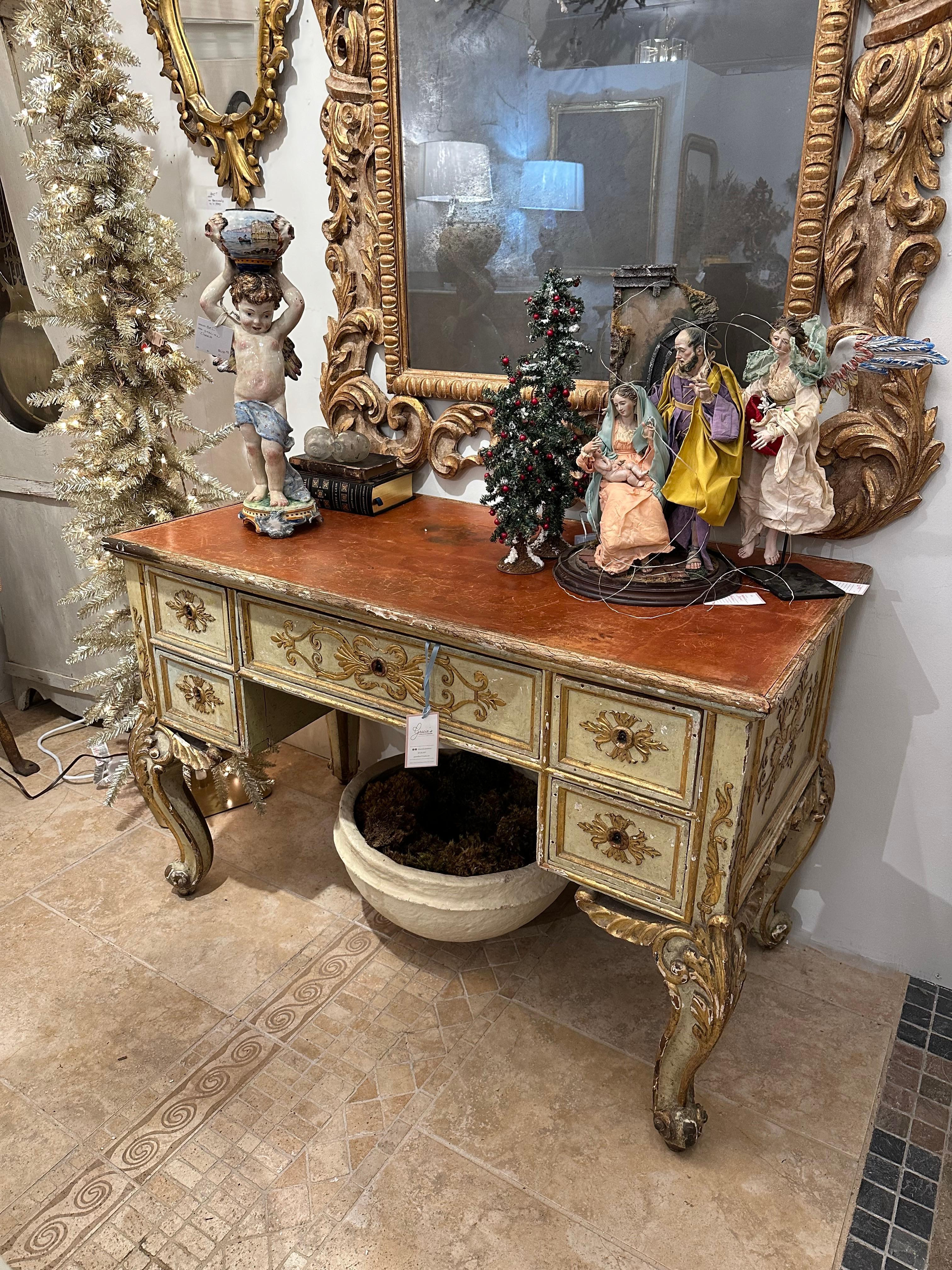The 18th Century French Boulle Louis XVI Style Mazarin exudes timeless elegance and exquisite craftsmanship. Adorned with intricate detailing characteristic of the Boulle style, this desk stands as a testament to the opulence of the Louis XVI era.