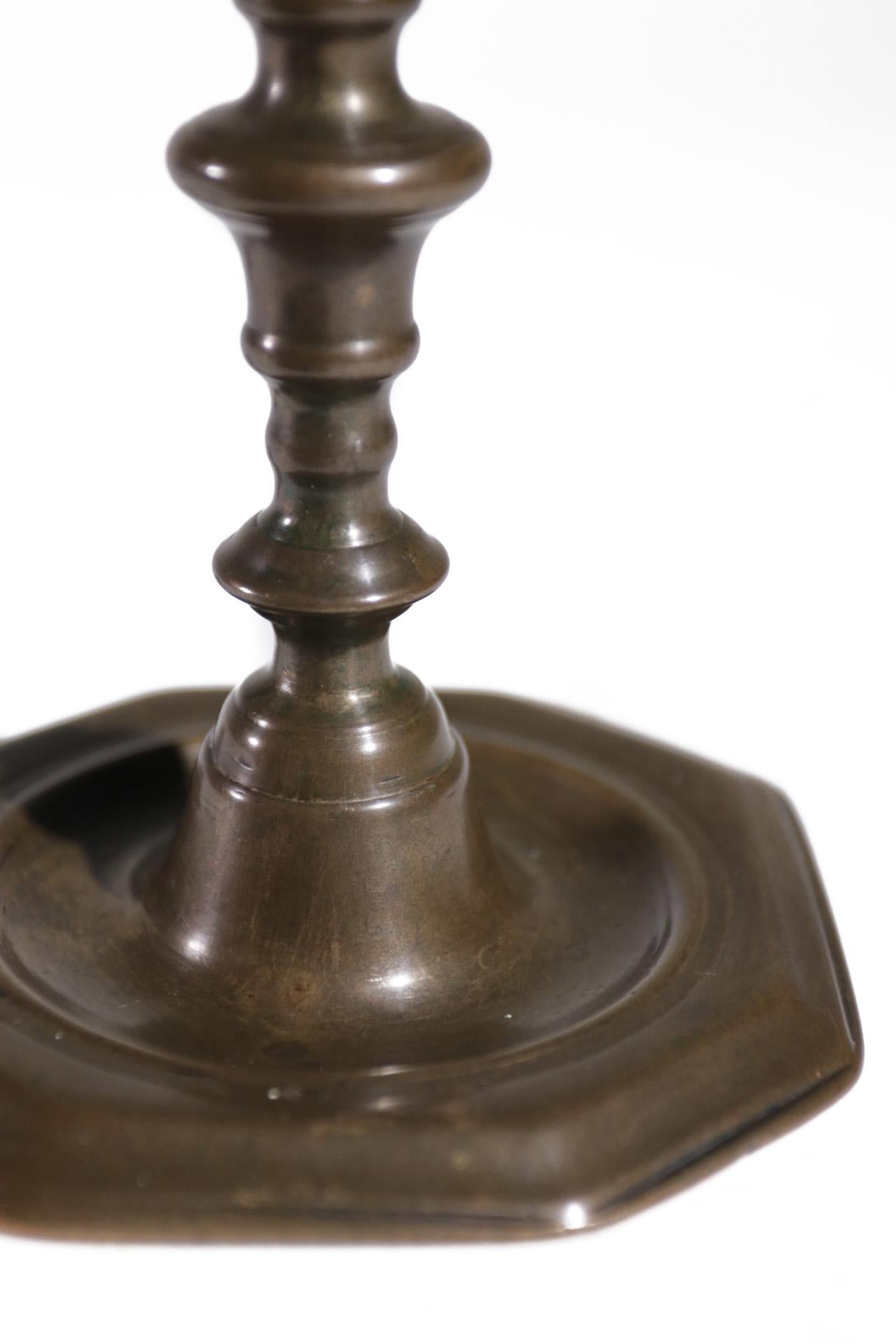 18th Century French Bronze Candlestick In Good Condition For Sale In Boven Leeuwen, NL