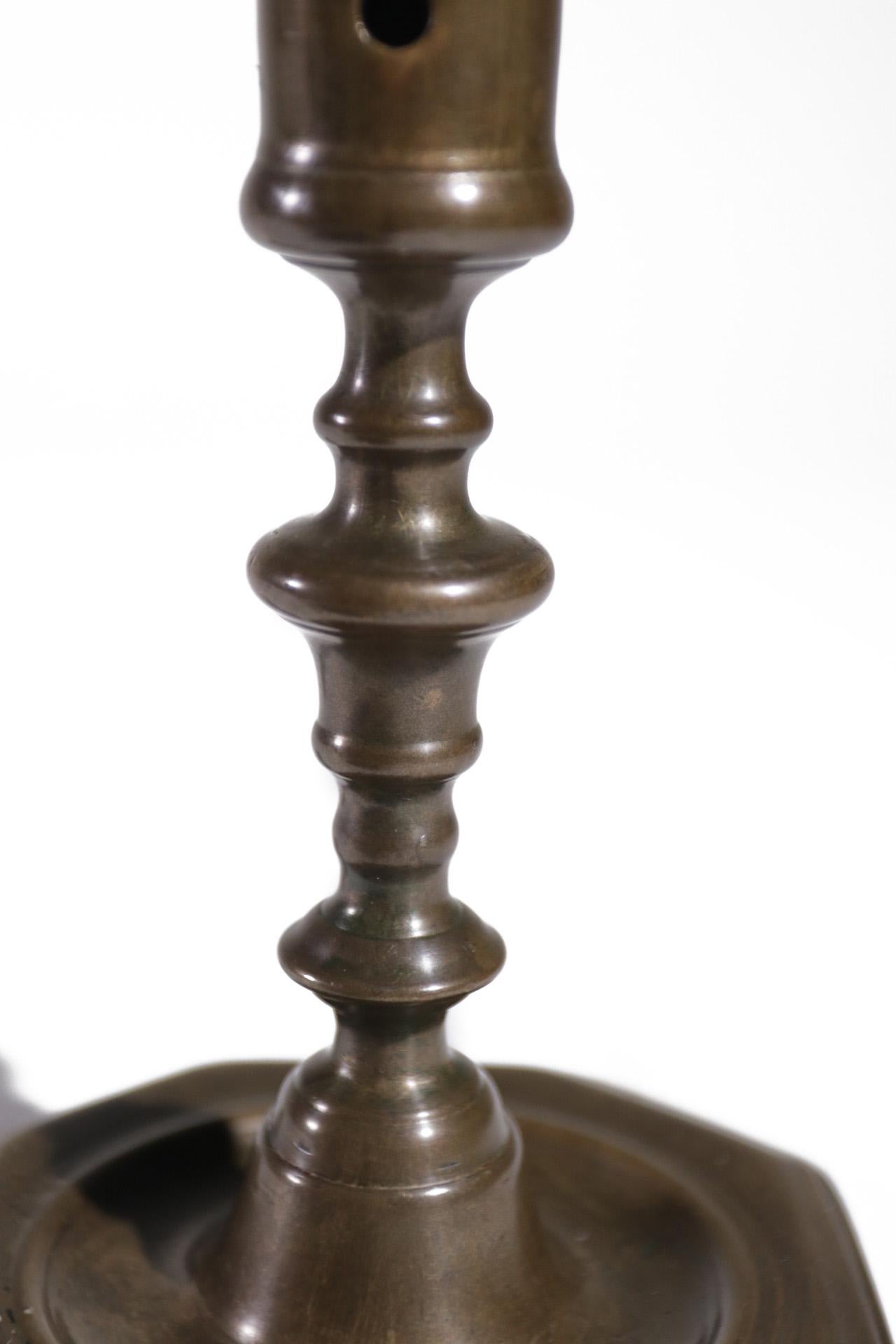 18th Century and Earlier 18th Century French Bronze Candlestick For Sale