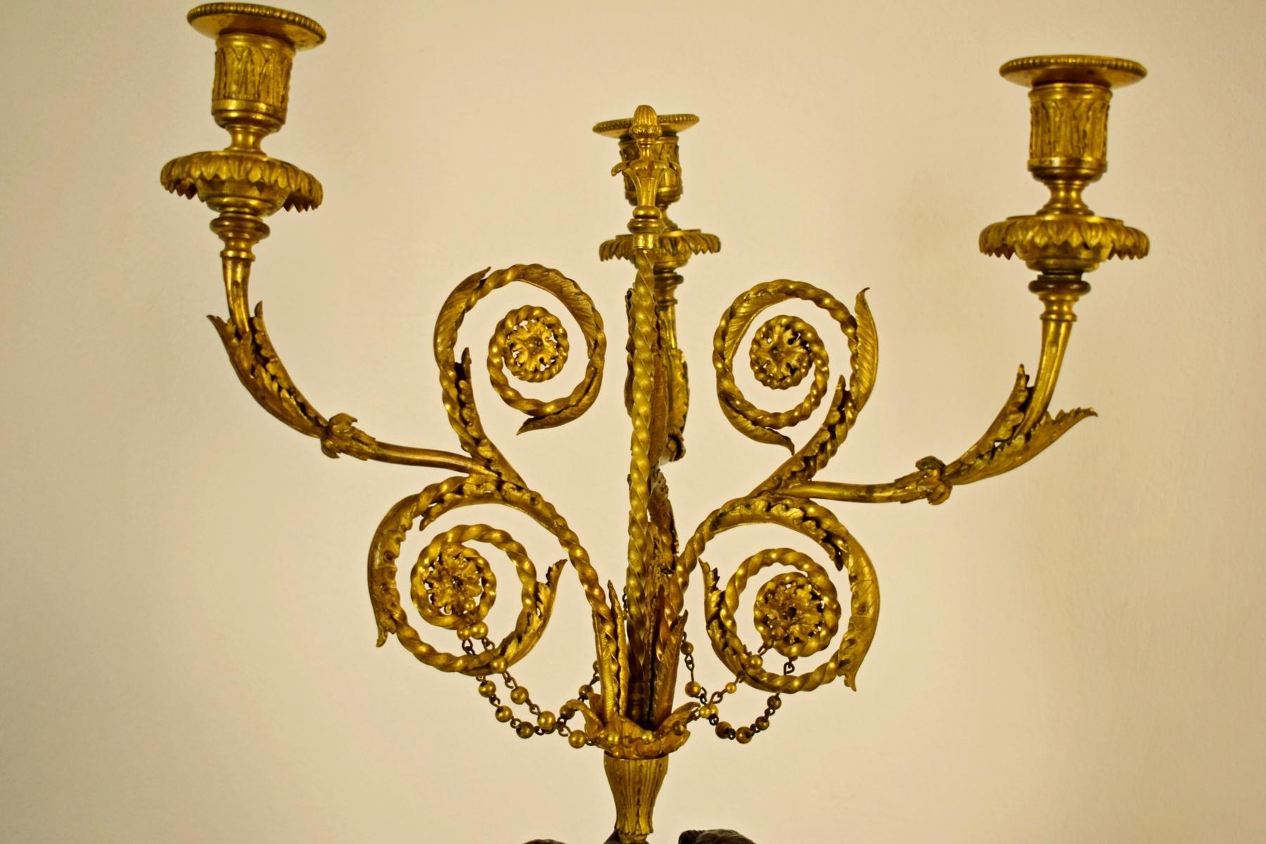 18th Century, French Bronze Three-Light Candelabra with Female Figures For Sale 6