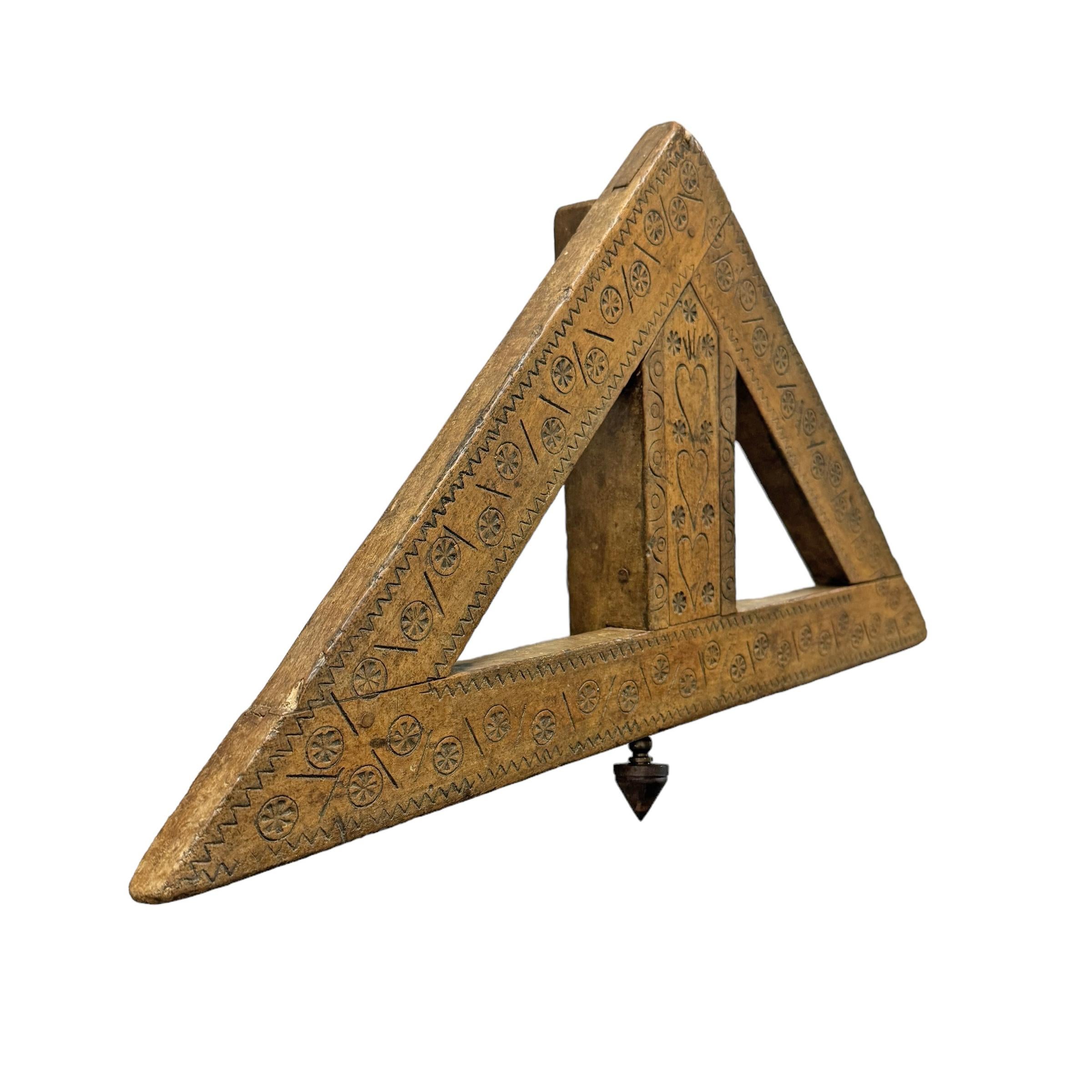 Industrial 18th Century French Builder's Square on Custom Wall Mount