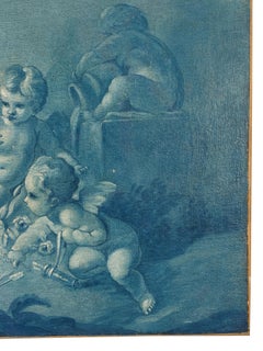 18th Century French Camaieu Bleu Grisaille Painting