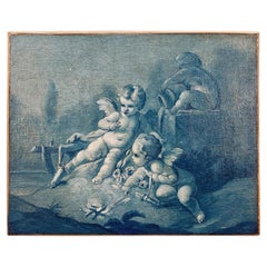 18th Century French Camaieu Bleu Grisaille Painting