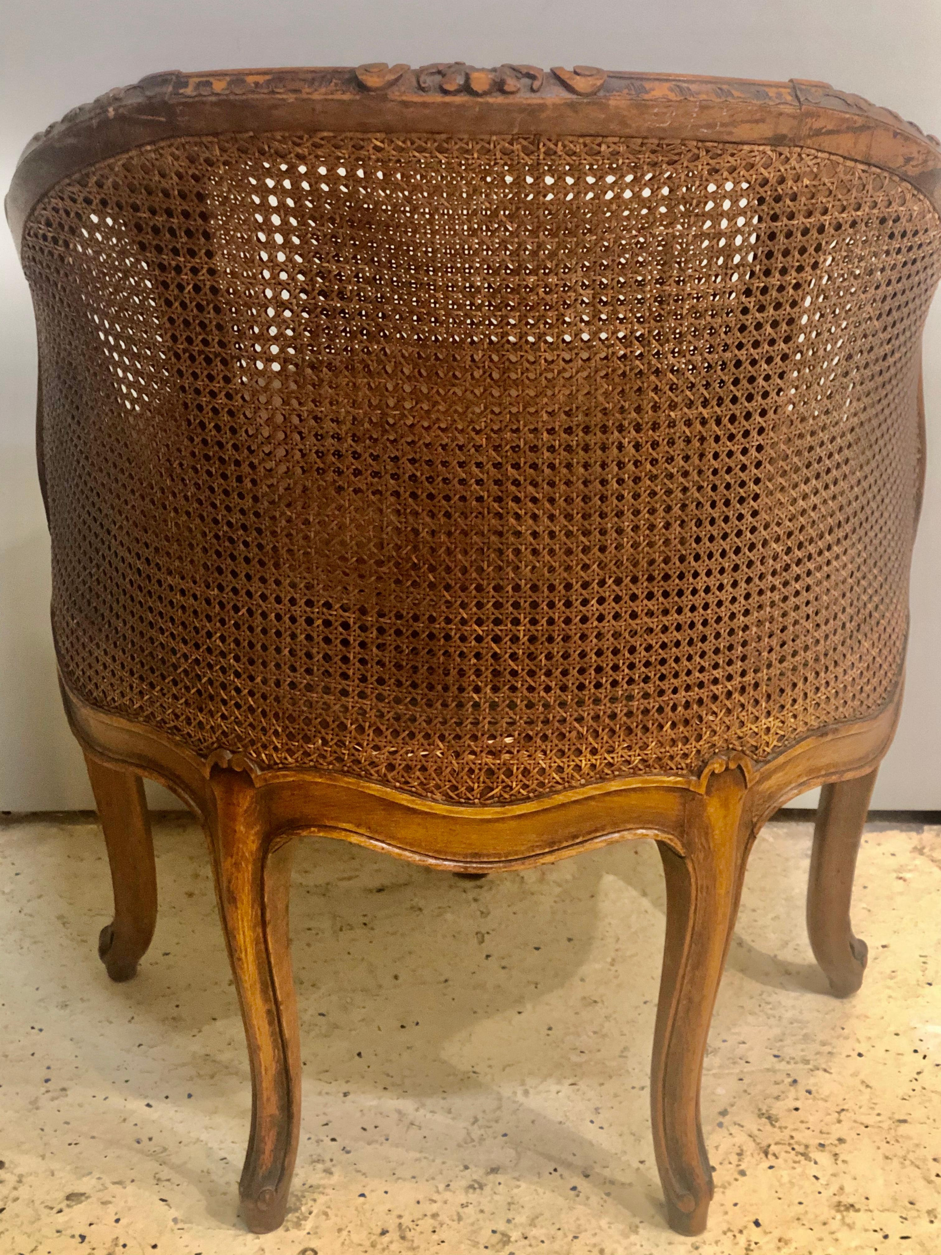 18th Century French Caned Bergère de Bureau In Good Condition In Stamford, CT