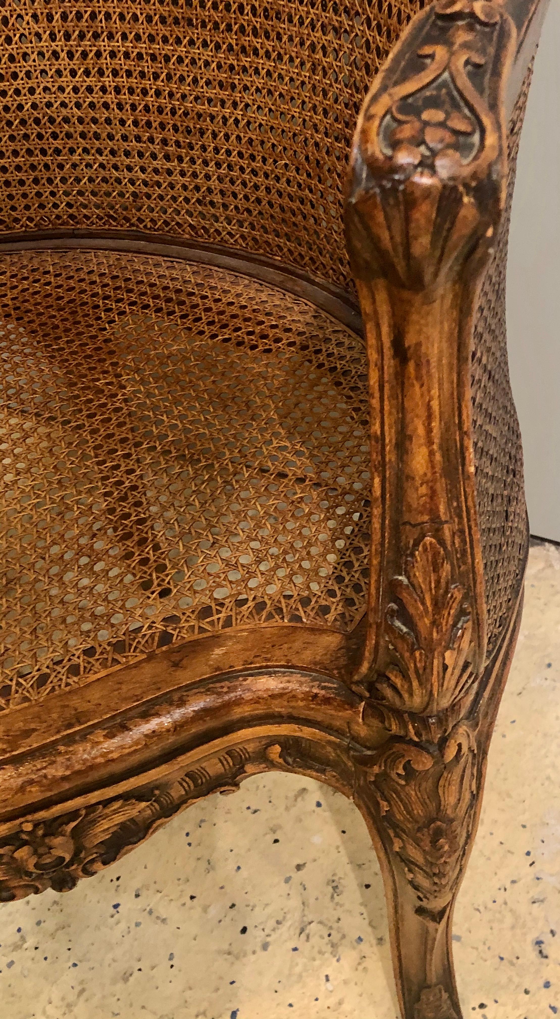 18th Century French Caned Bergère de Bureau 4