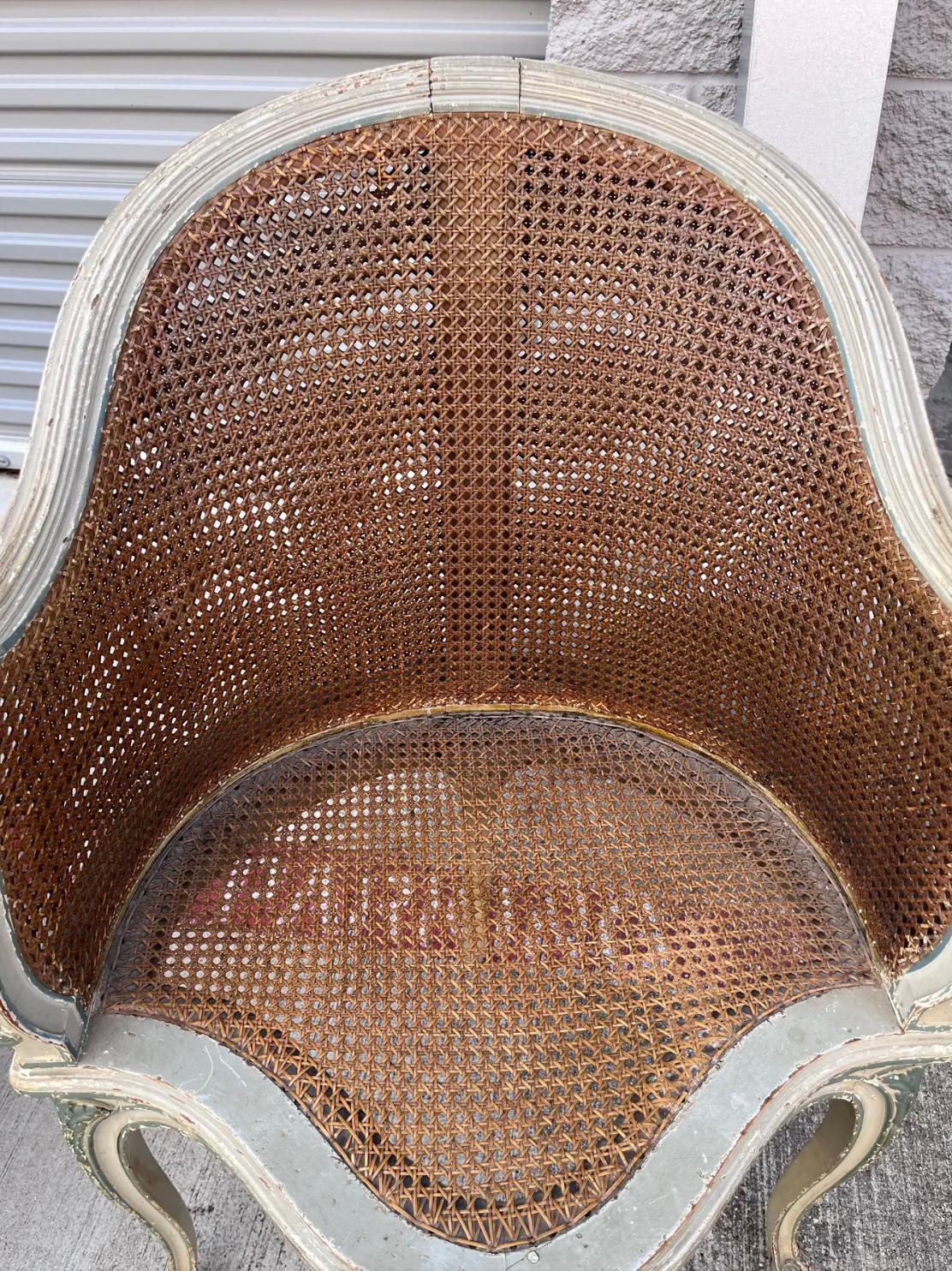18th Century French Caned Corner Chair or Chaise De Bureau In Good Condition For Sale In Atlanta, GA