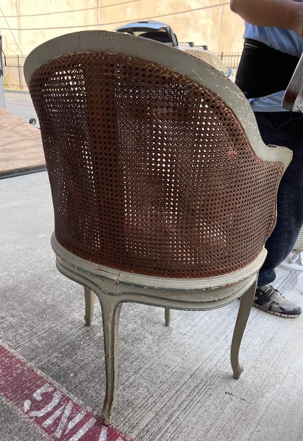 18th Century and Earlier 18th Century French Caned Corner Chair or Chaise De Bureau For Sale