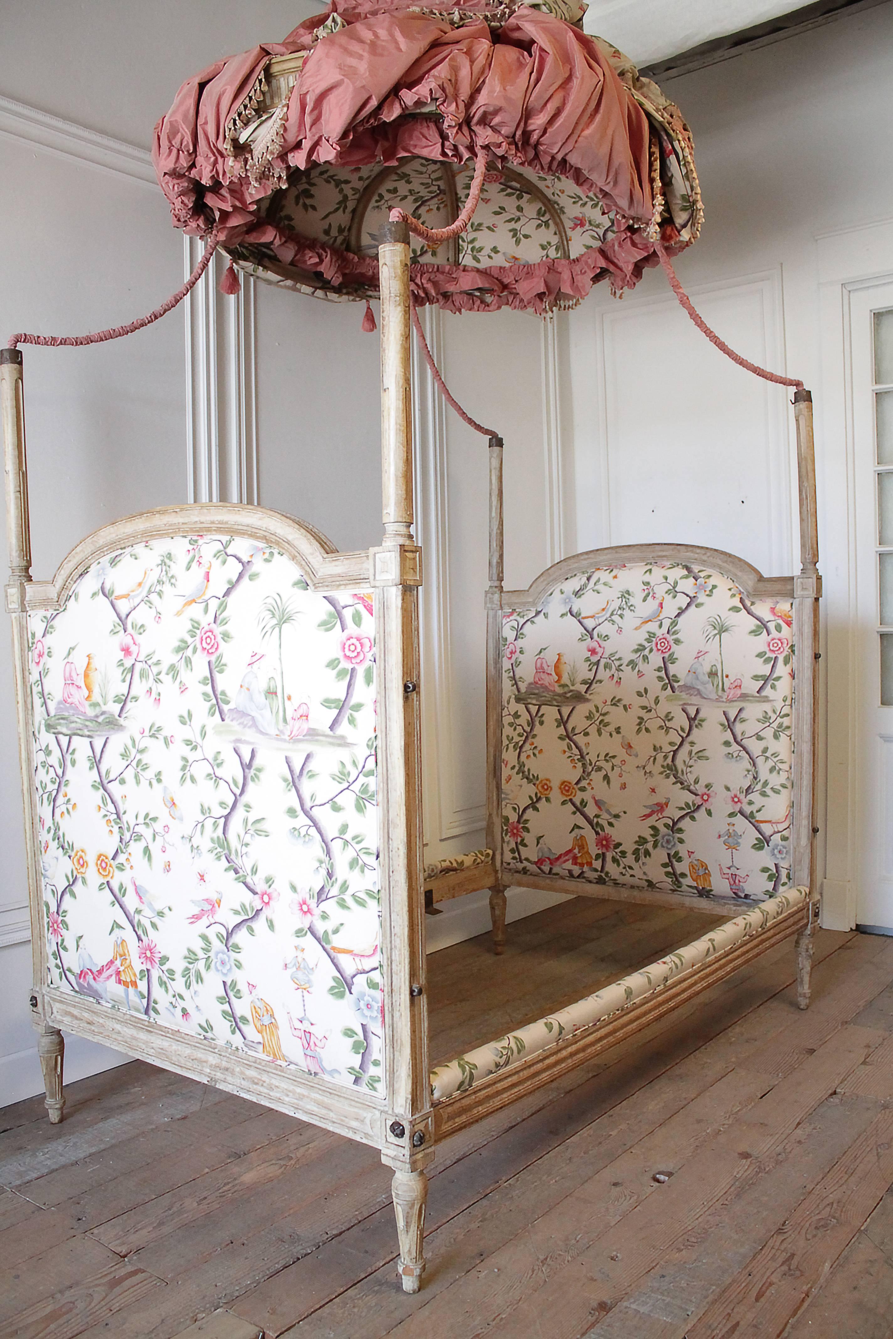 18th Century French Canopy Daybed with Toile Upholstery 1